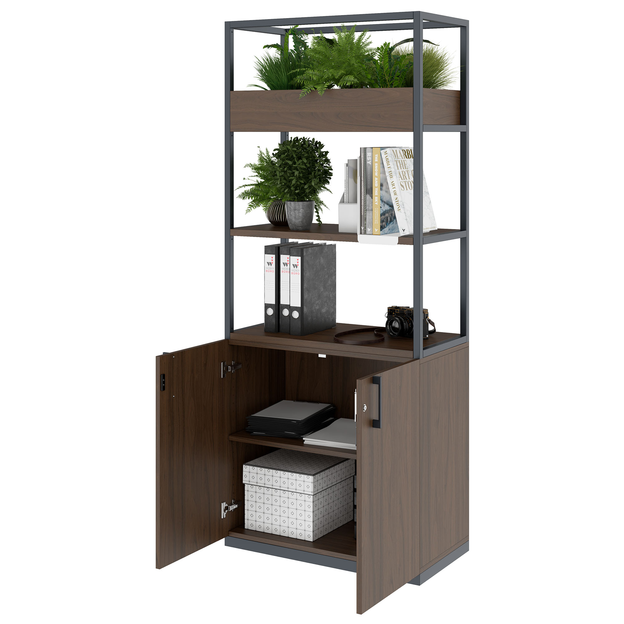 CHOICE Regalschrank | 5 OH, 800 x 1925 mm, Blumenkasten, Nussbaum - 3 Main Image