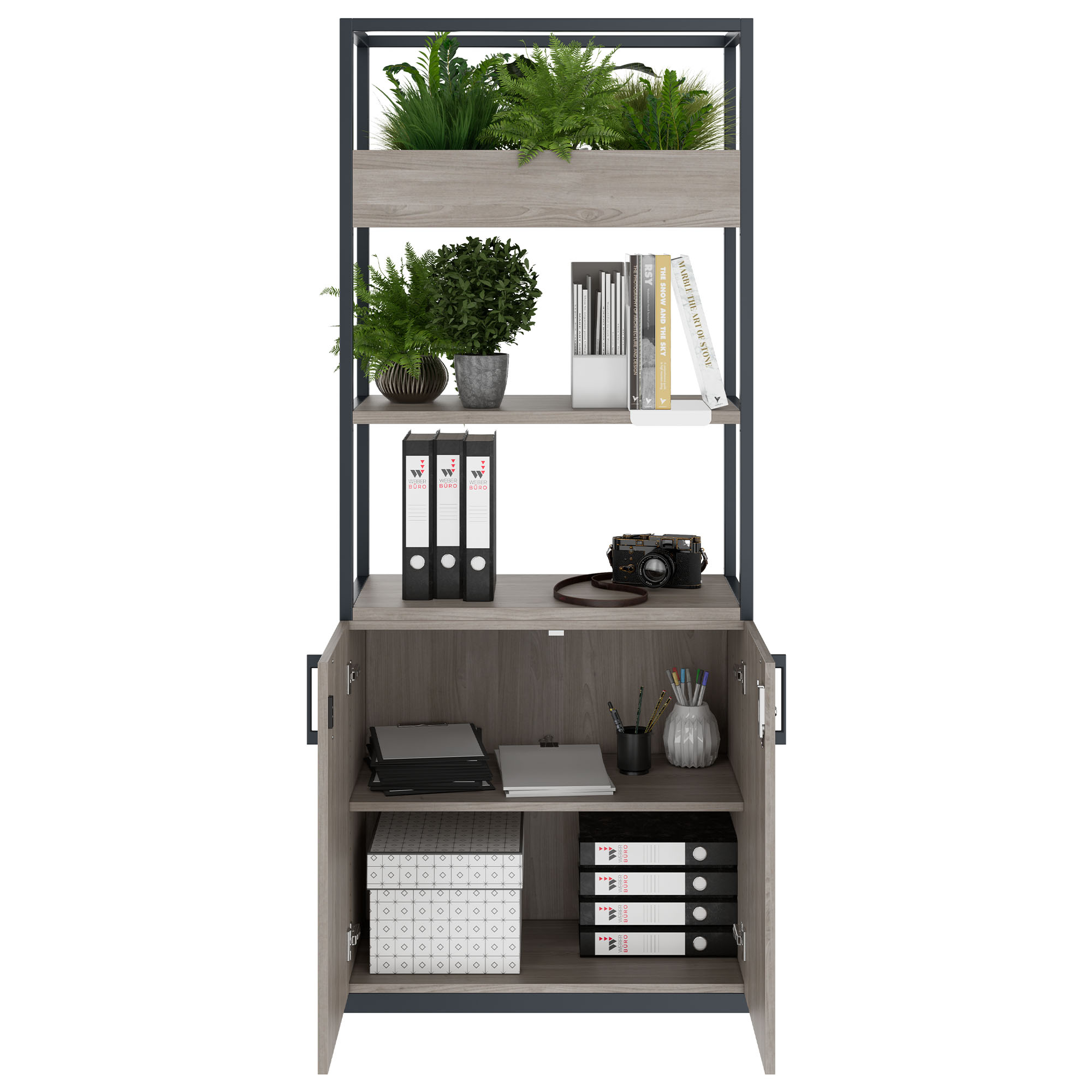CHOICE Regalschrank | 5 OH, 800 x 1925 mm, Blumenkasten, Nordeiche grau - 2 Main Image