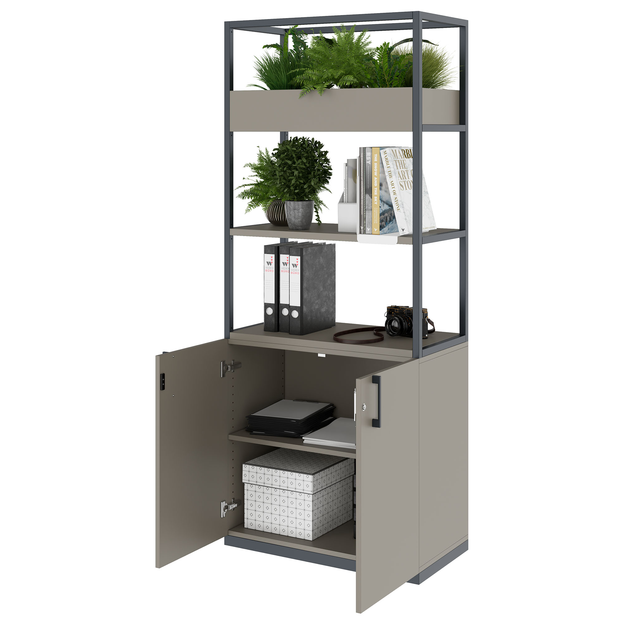 CHOICE Regalschrank | 5 OH, 800 x 1925 mm, Blumenkasten, Cubanitgrau - 3 Main Image