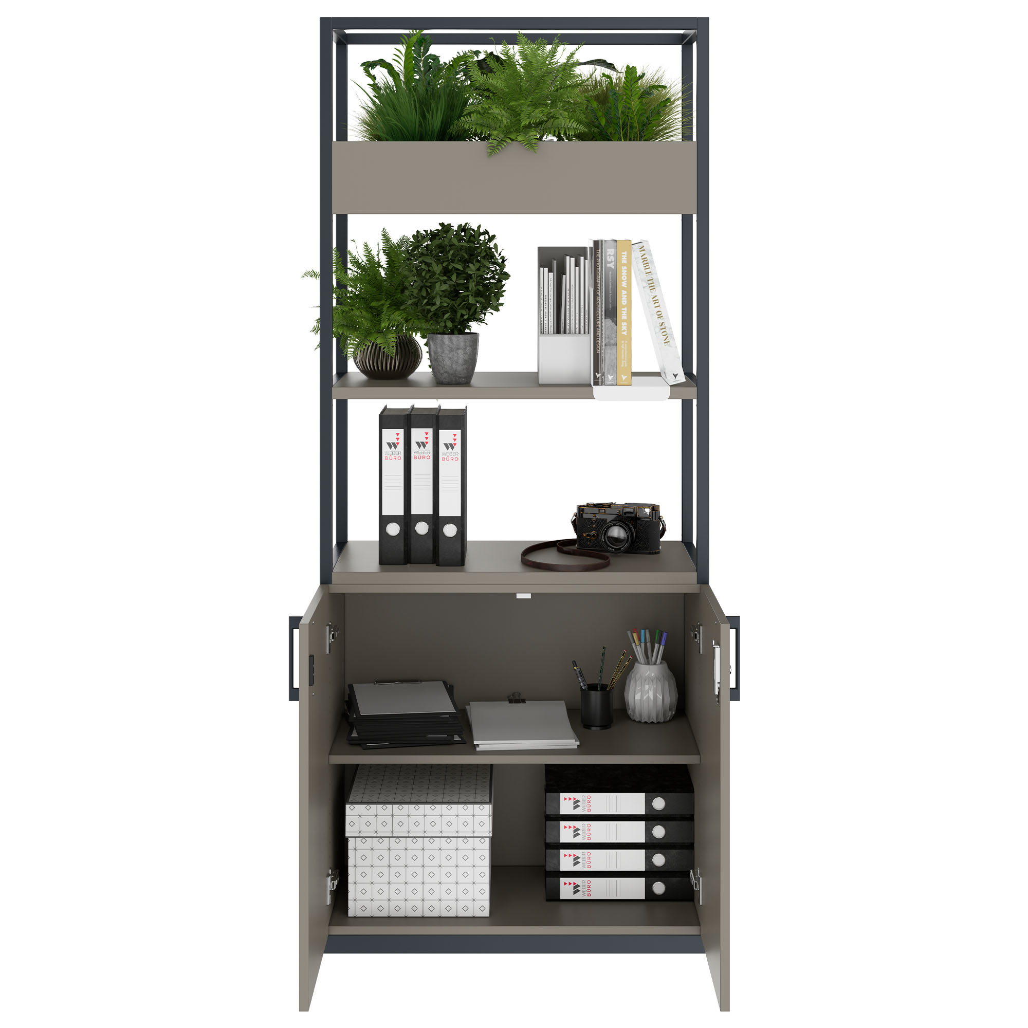 CHOICE Regalschrank | 5 OH, 800 x 1925 mm, Blumenkasten, Cubanitgrau - 2 Main Image