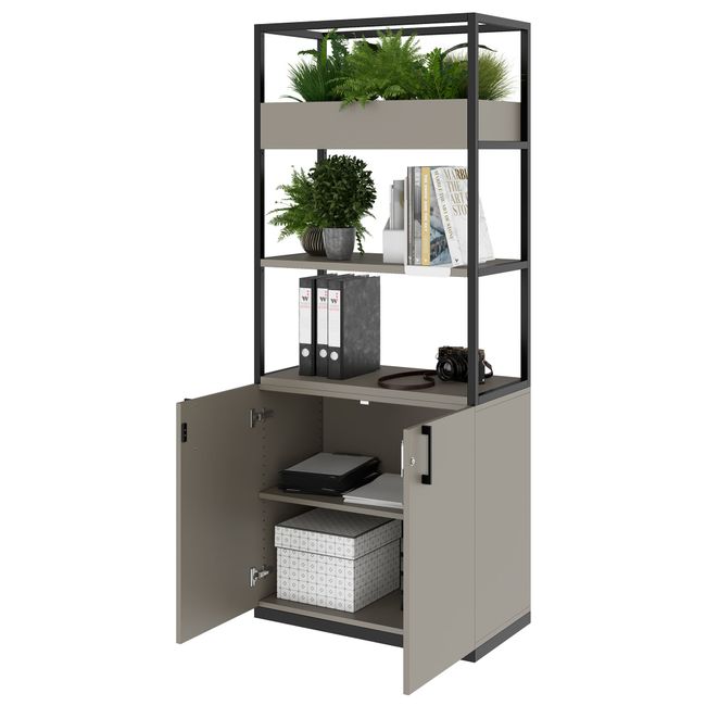 CHOICE Regalschrank | 5 OH, 800 x 1925 mm, Blumenkasten, Cubanitgrau