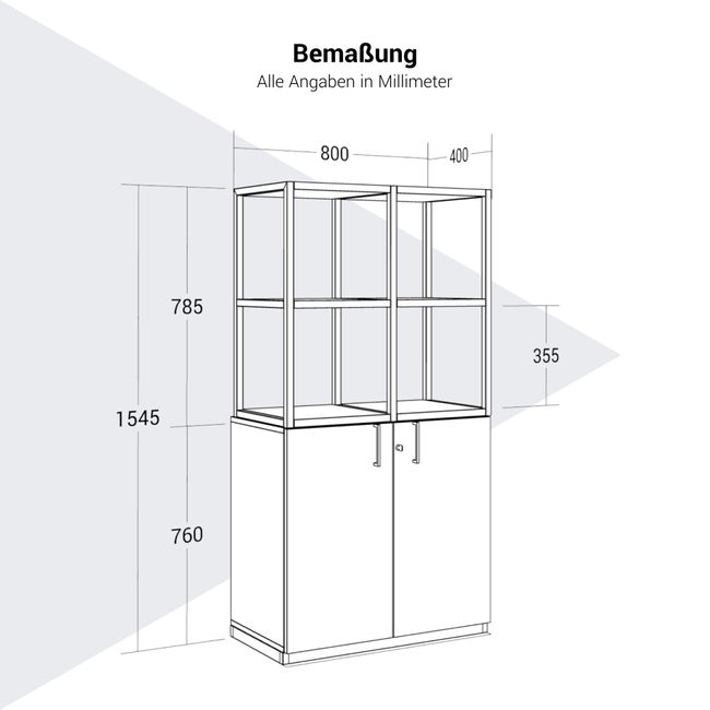 CHOICE Regalschrank | 4 OH, 800 x 1545 mm, Weiß