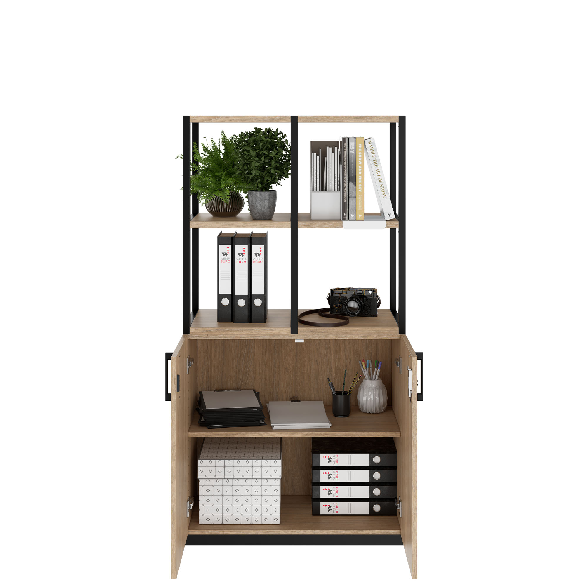 CHOICE Regalschrank | 4 OH, 800 x 1545 mm, Bernsteineiche - 2 Main Image