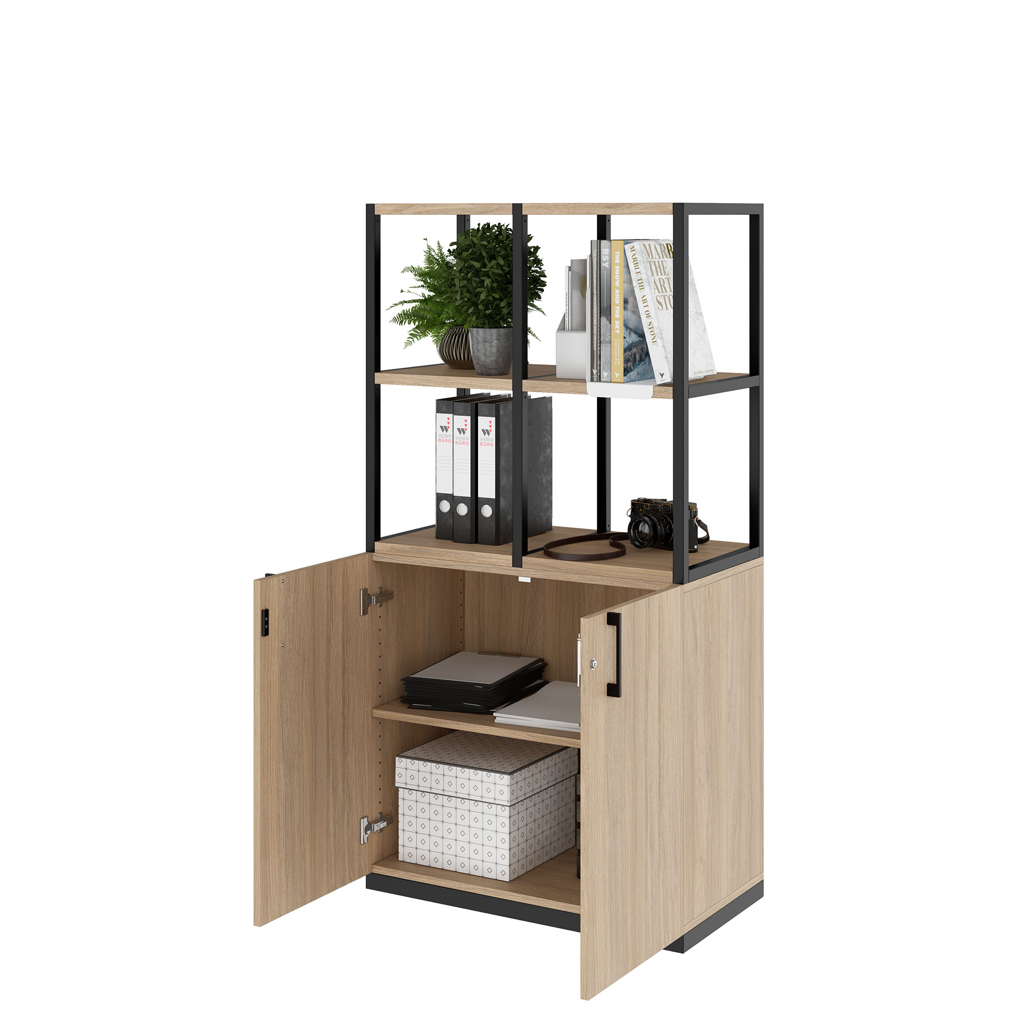 CHOICE Regalschrank | 4 OH, 800 x 1545 mm, Bernsteineiche - 3 Main Image