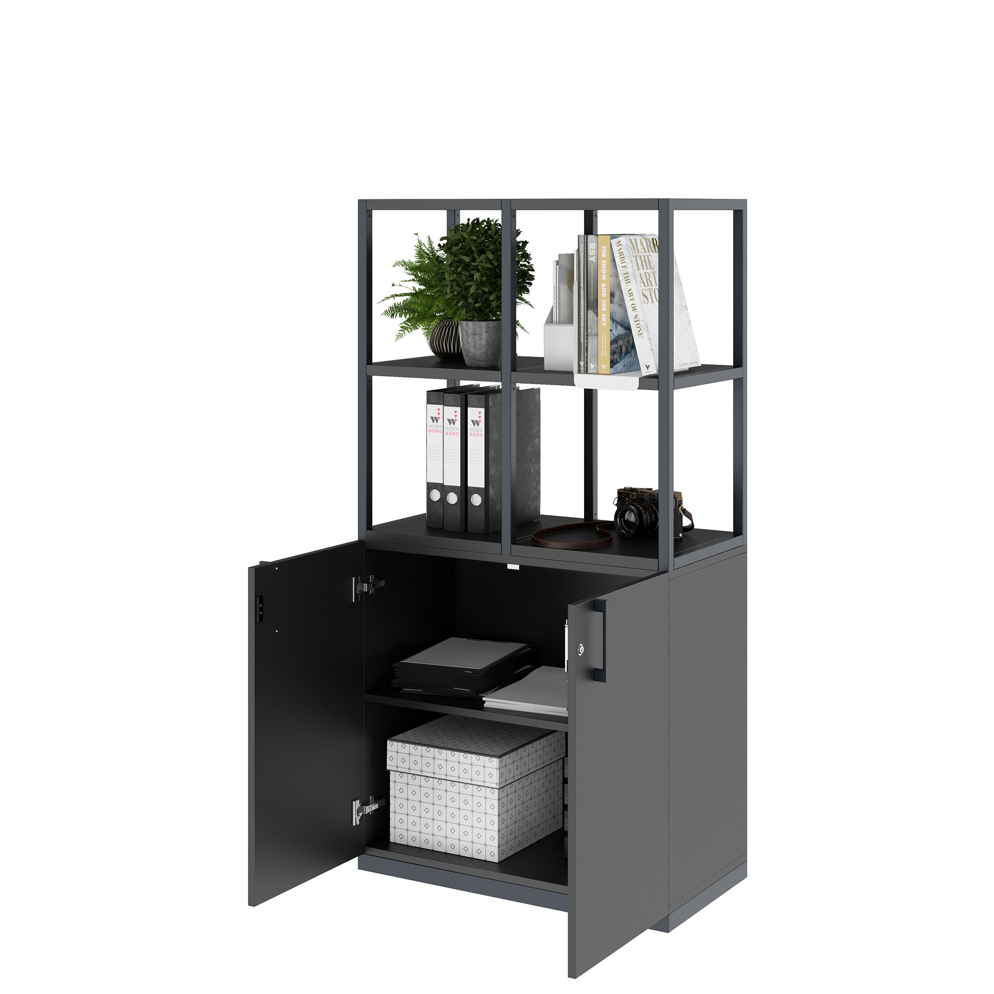 CHOICE Regalschrank | 4 OH, 800 x 1545 mm, Anthrazit - 3 Main Image