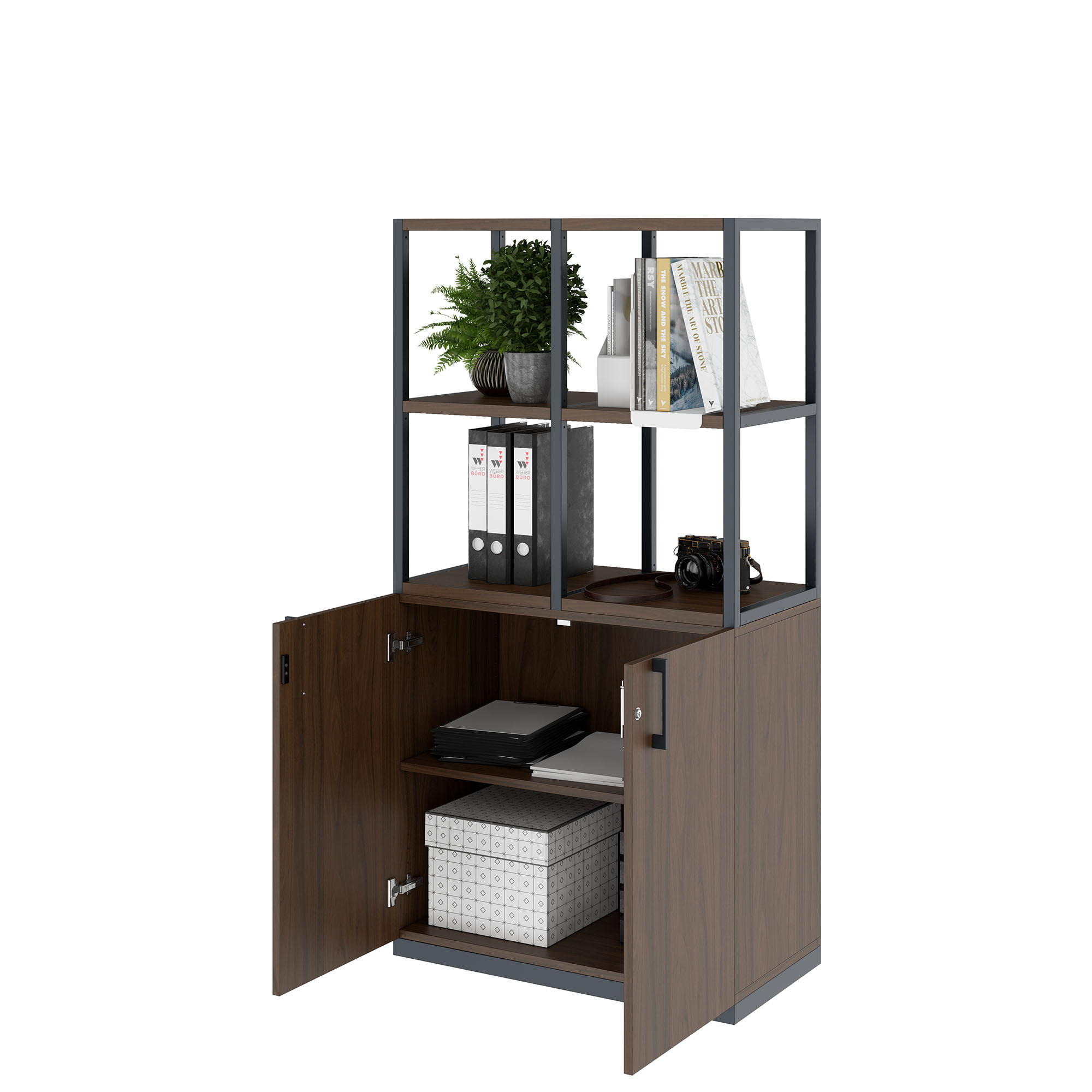 CHOICE Regalschrank | 4 OH, 800 x 1545 mm, Nussbaum - 3 Main Image