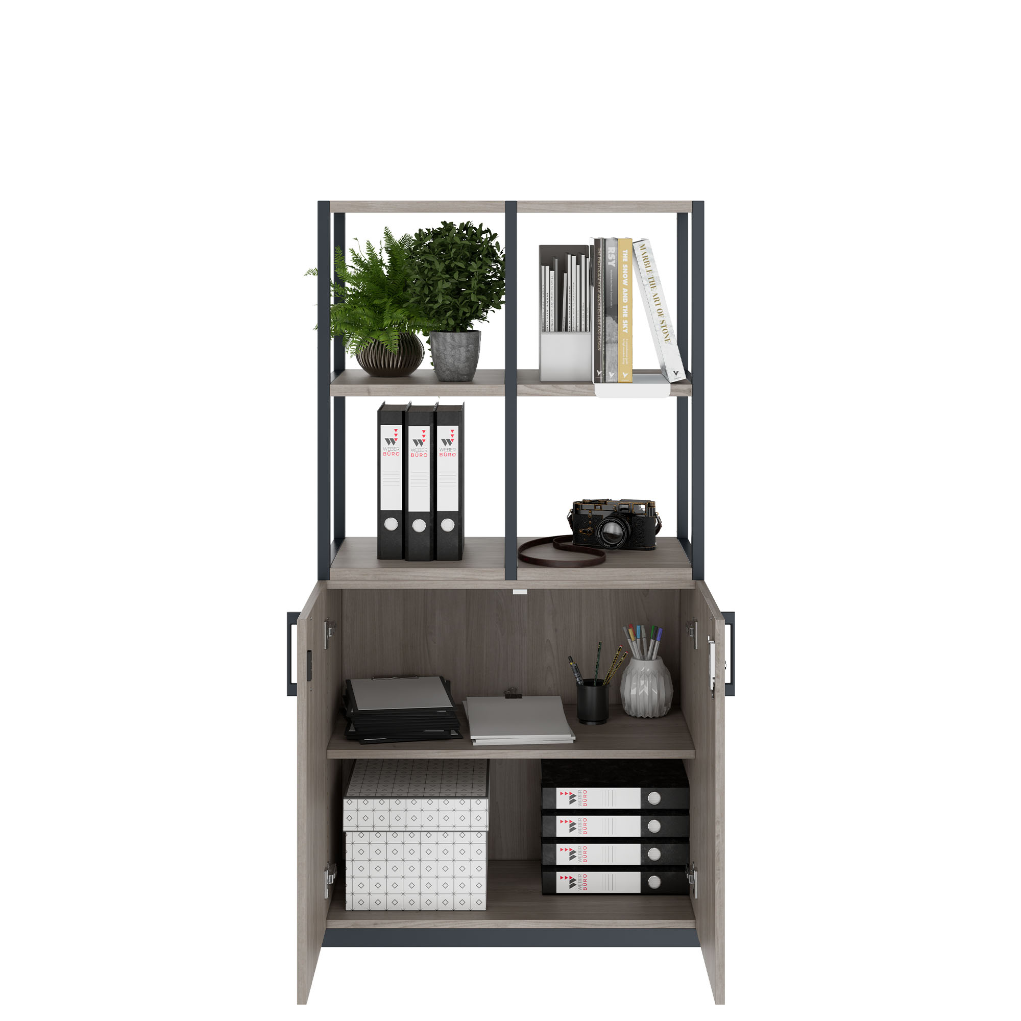 CHOICE shelf cabinet | 4 OH, 800 x 1545 mm, gray northern oak - 2 Main Image
