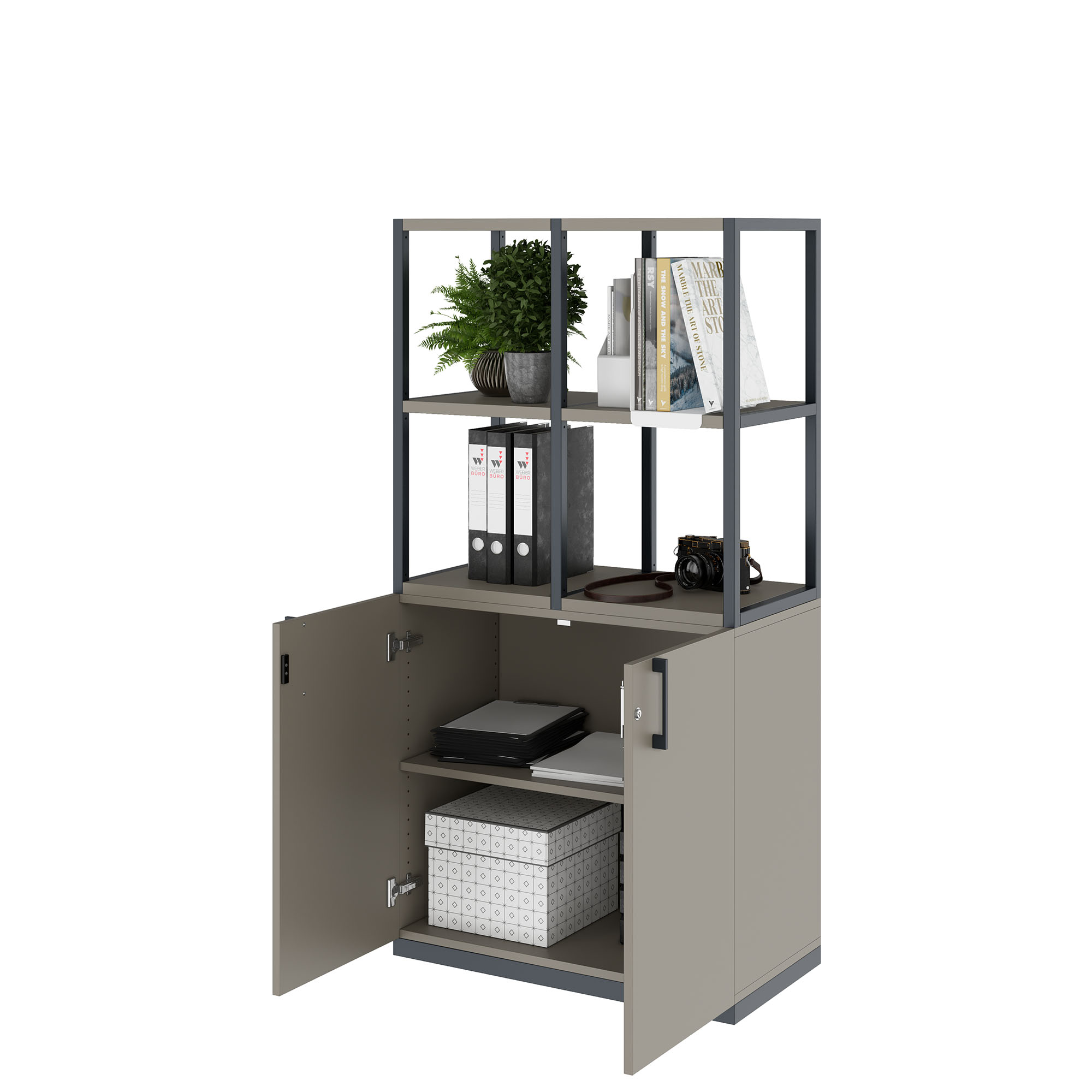 CHOICE Regalschrank | 4 OH, 800 x 1545 mm, Cubanitgrau - 3 Main Image