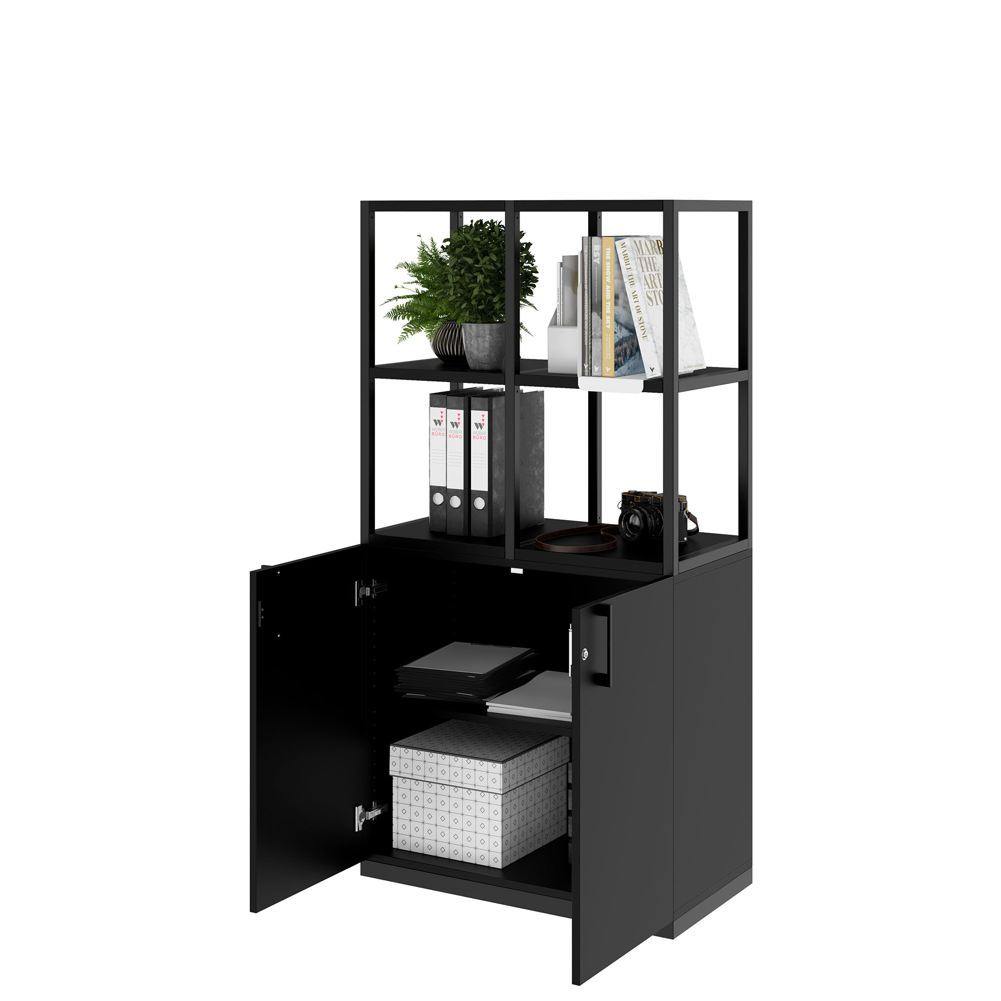 CHOICE shelf cabinet | 4 OH, 800 x 1545 mm, black - 3 Main Image