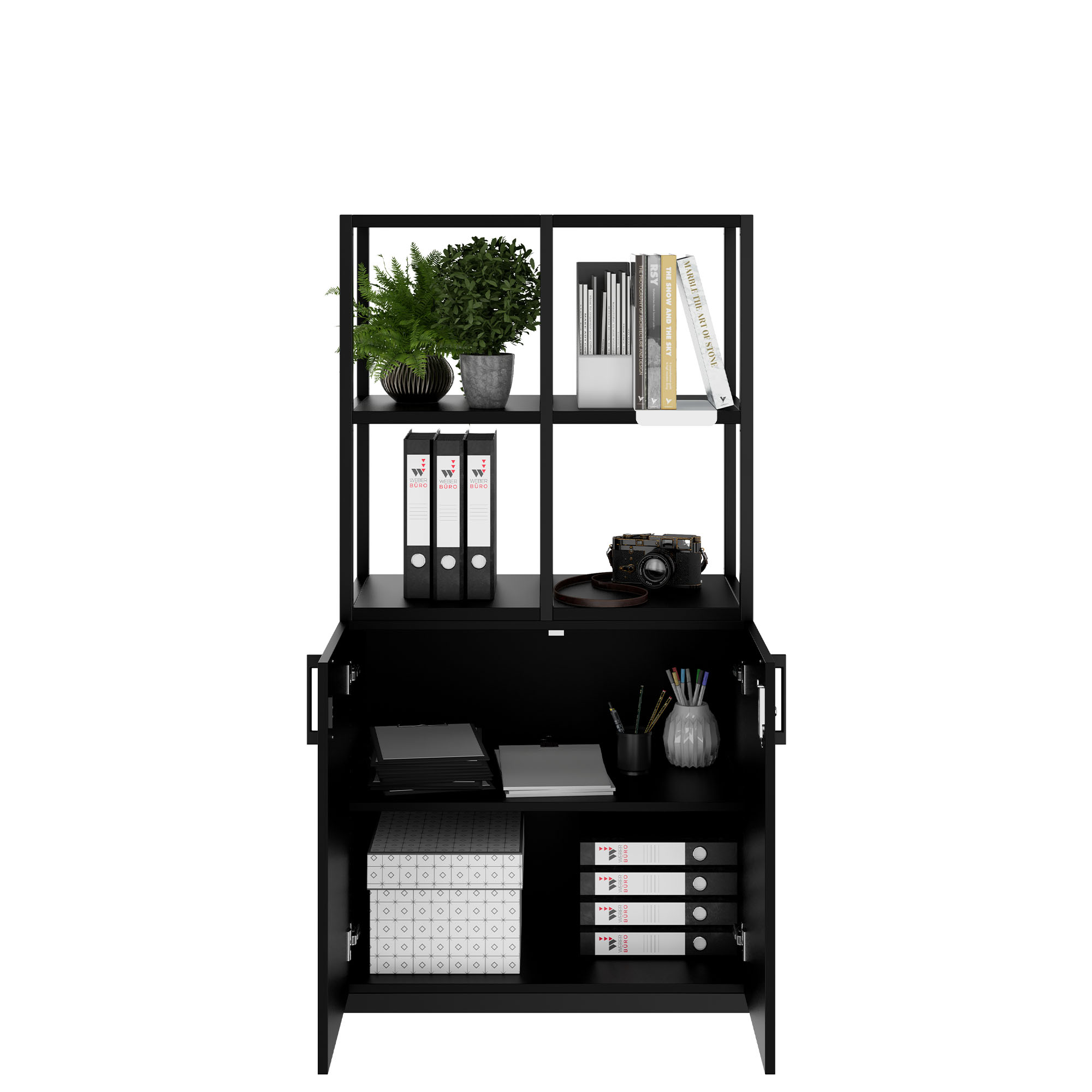 CHOICE shelf cabinet | 4 OH, 800 x 1545 mm, black - 2 Main Image