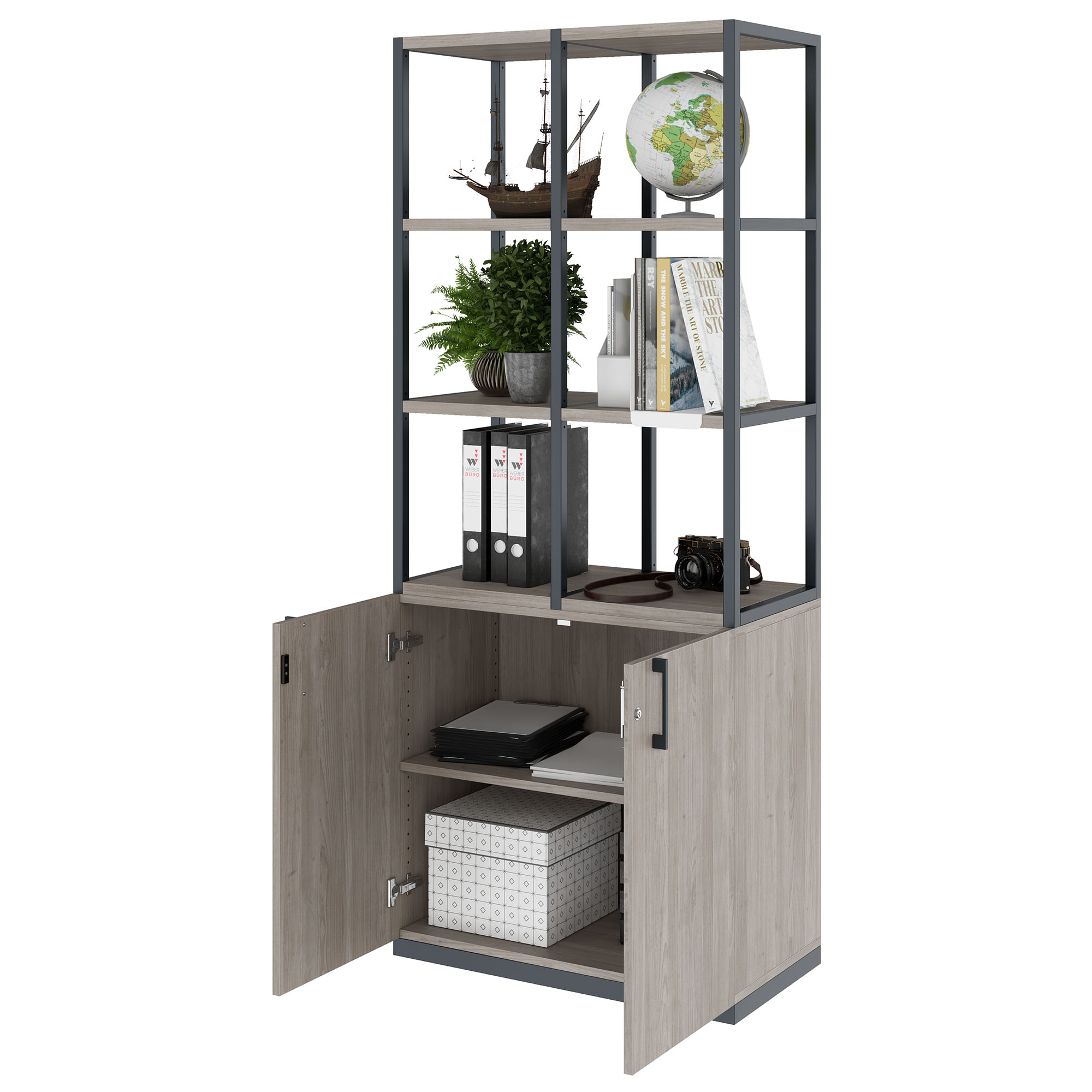 CHOICE Regalschrank | 5 OH, 800 x 1925 mm, Nordeiche grau - 3 Main Image