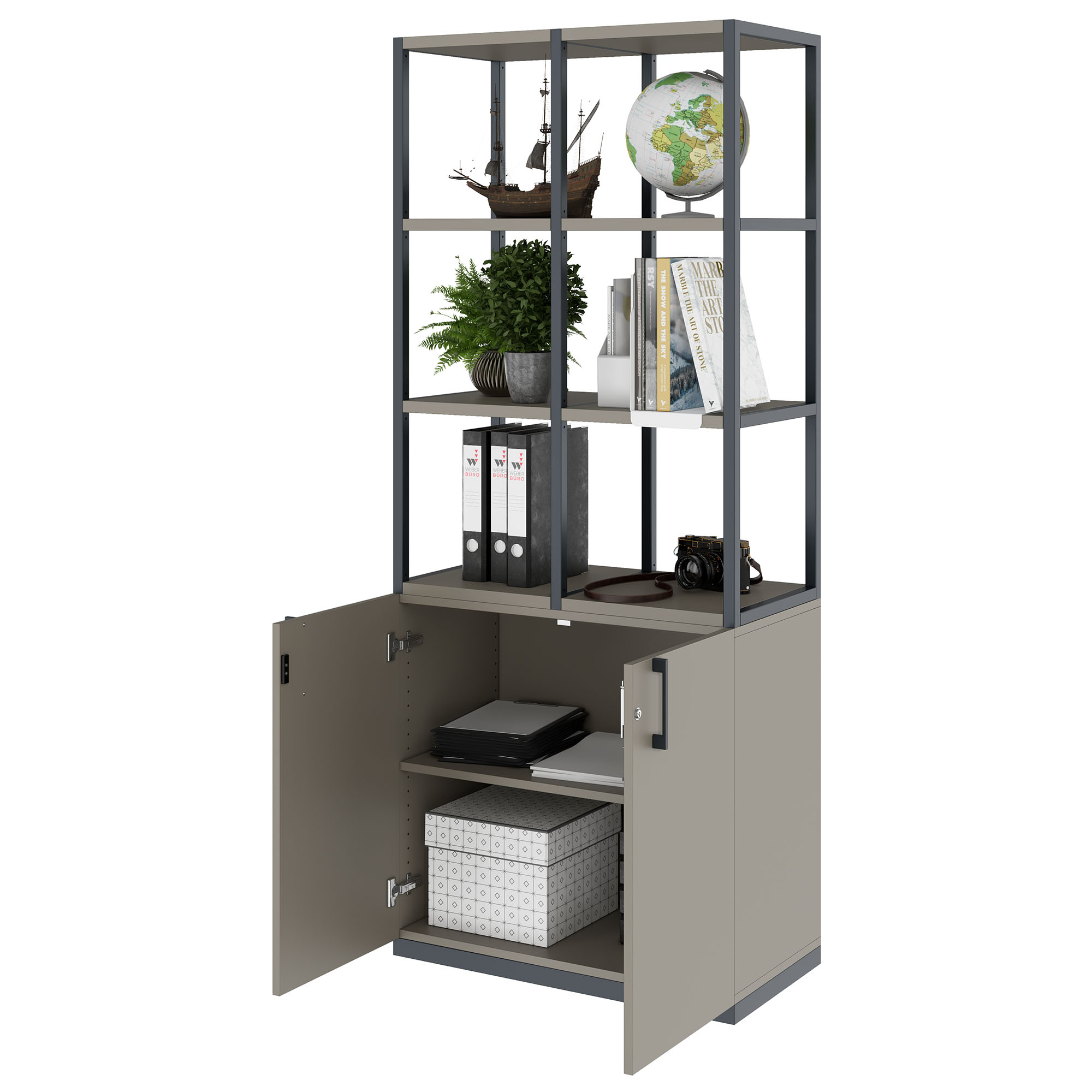 CHOICE shelf cabinet | 5 OH, 800 x 1925 mm, Cubanite gray - 3 Main Image