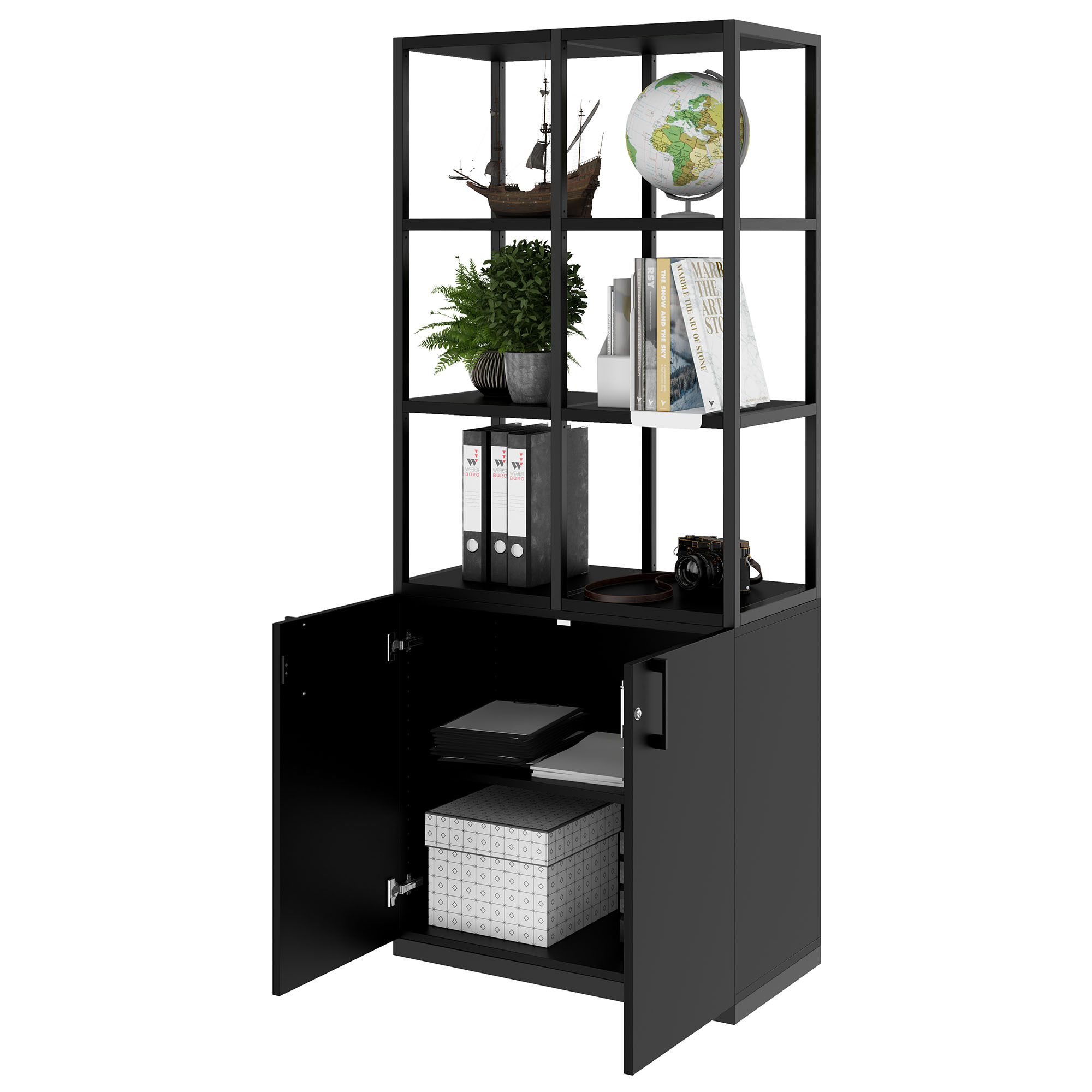 CHOICE Regalschrank | 5 OH, 800 x 1925 mm, Schwarz - 3 Main Image
