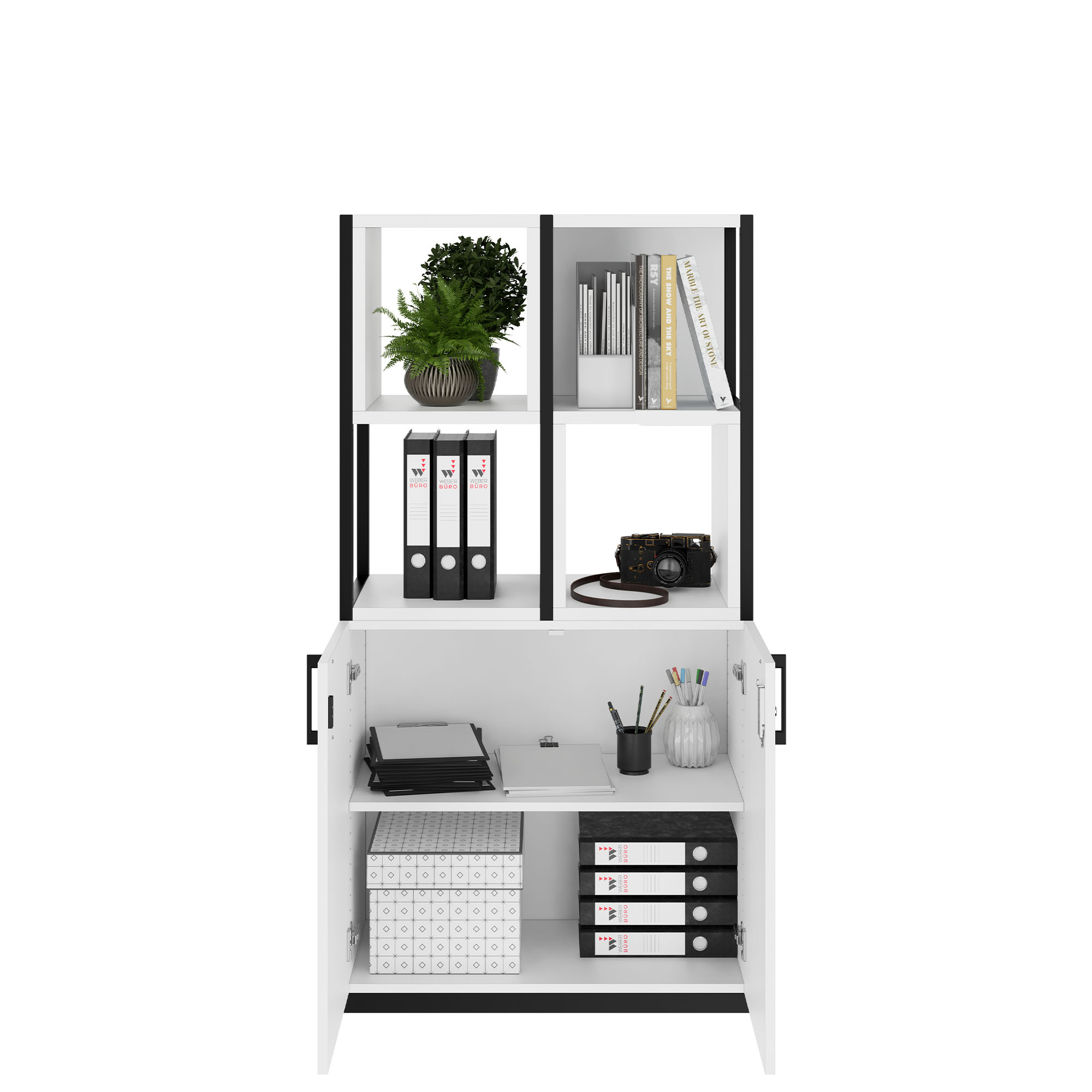 CHOICE Regalschrank | 4 OH, 800 x 1545 mm, Regalkisten, Weiß - 2 Main Image