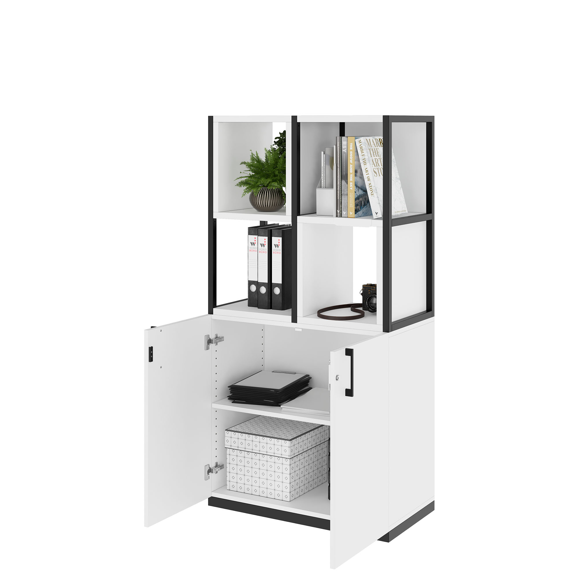 CHOICE Regalschrank | 4 OH, 800 x 1545 mm, Regalkisten, Weiß - 3 Main Image