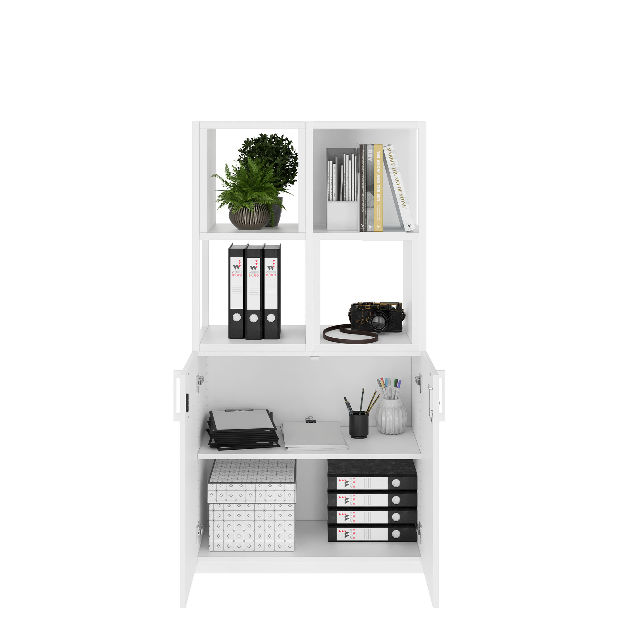 CHOICE Regalschrank | 4 OH, 800 x 1545 mm, Regalkisten, Weiß - 2 Main Image