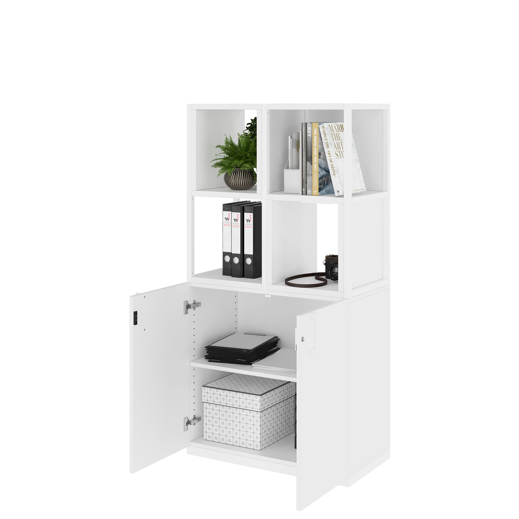 CHOICE Regalschrank | 4 OH, 800 x 1545 mm, Regalkisten, Weiß - 3 Main Image