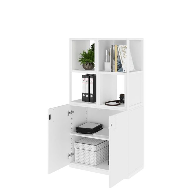 CHOICE Regalschrank | 4 OH, 800 x 1545 mm, Regalkisten, Weiß