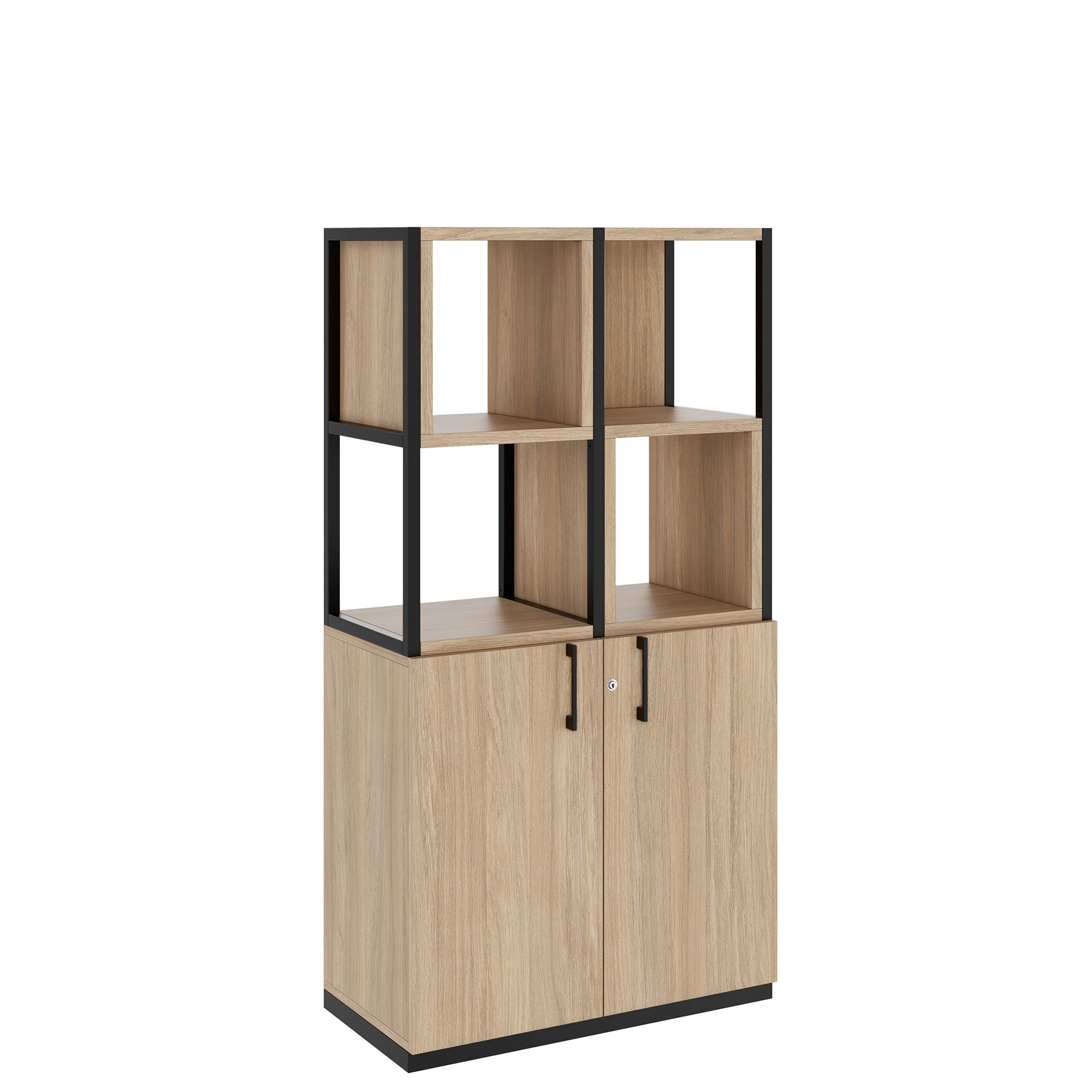 CHOICE shelf cabinet | 4 OH, 800 x 1545 mm, shelf boxes, amber oak - 1 Main Image