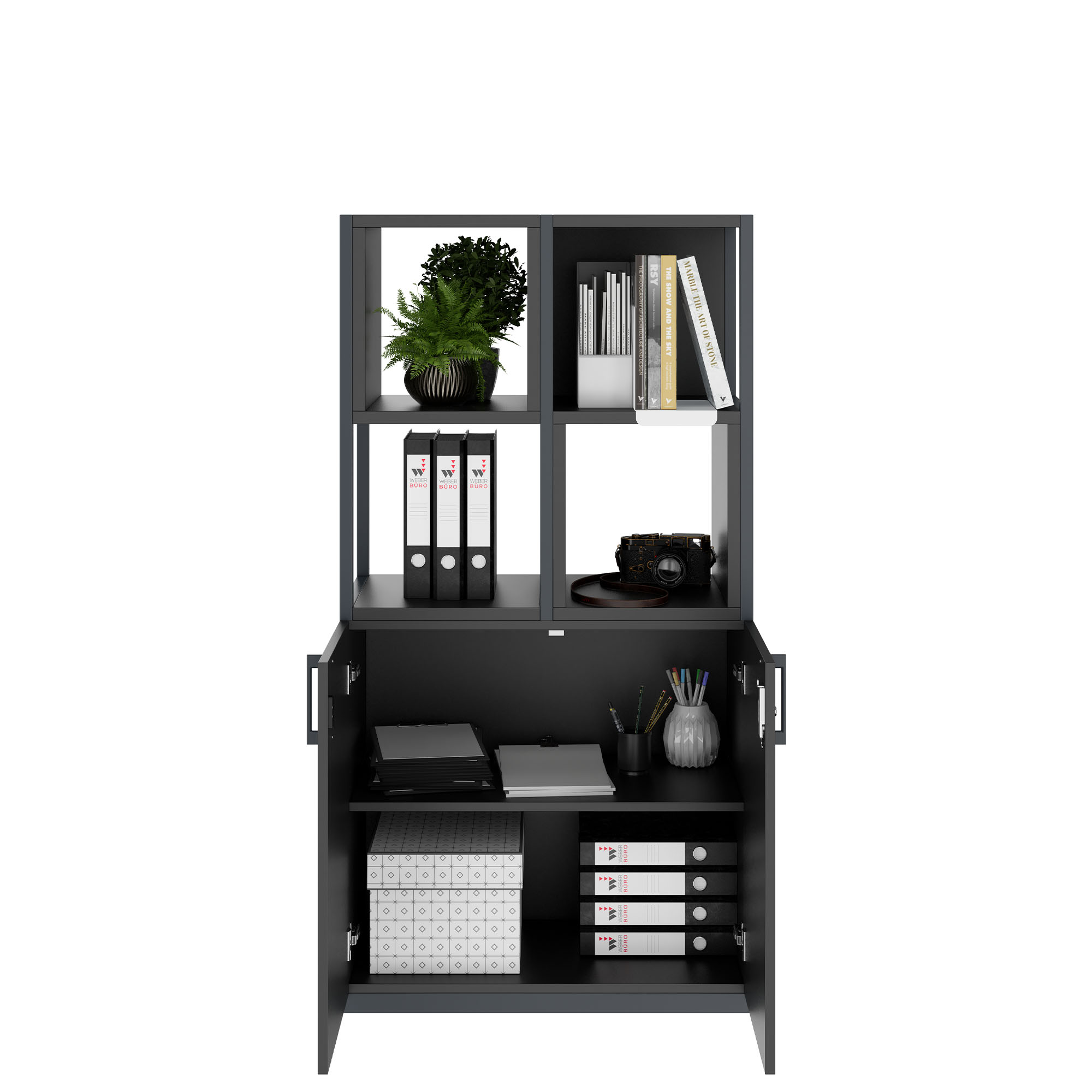 CHOICE Regalschrank | 4 OH, 800 x 1545 mm, Regalkisten, Anthrazit - 2 Main Image