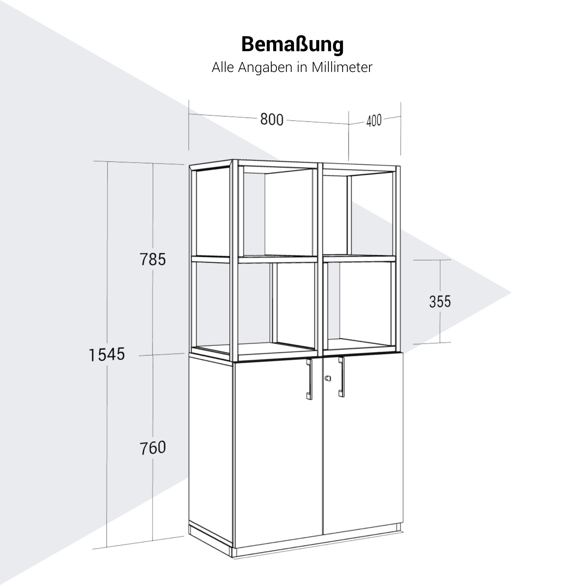CHOICE Regalschrank | 4 OH, 800 x 1545 mm, Regalkisten, Anthrazit - 8 Main Image