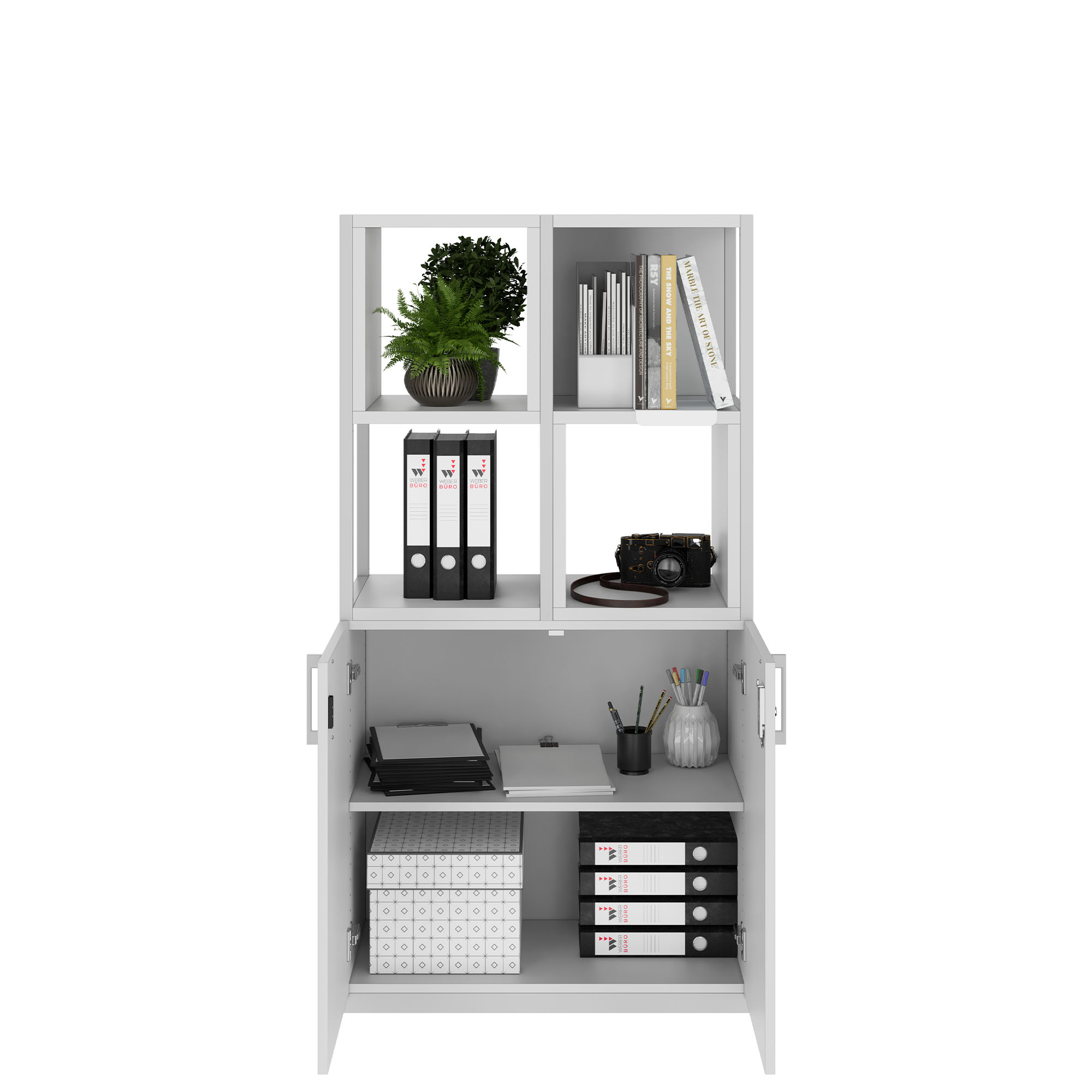 CHOICE Regalschrank | 4 OH, 800 x 1545 mm, Regalkisten, Perlgrau - 2 Main Image