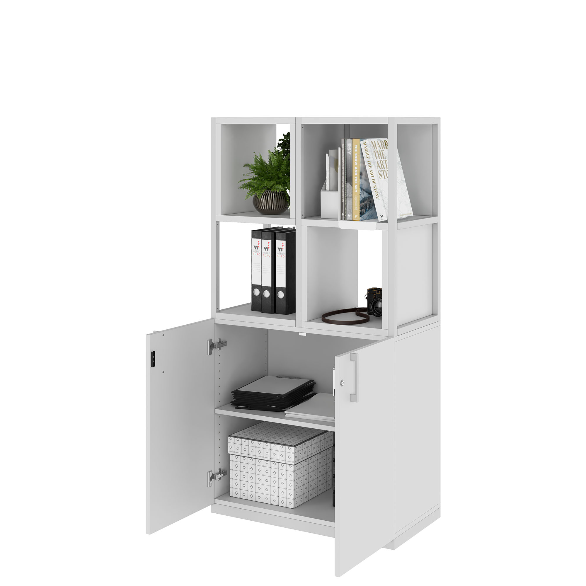 CHOICE Regalschrank | 4 OH, 800 x 1545 mm, Regalkisten, Perlgrau - 3 Main Image