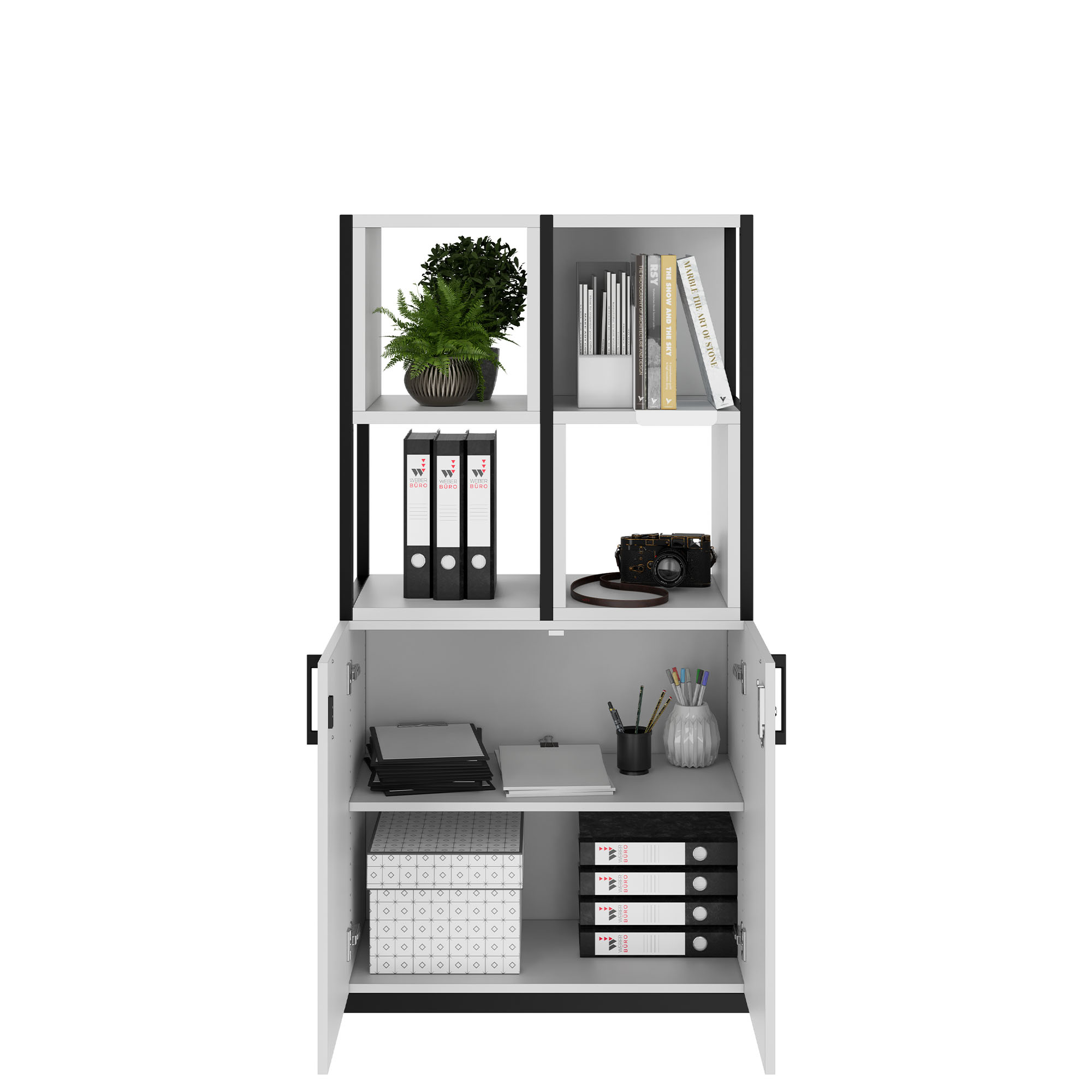 CHOICE Regalschrank | 4 OH, 800 x 1545 mm, Regalkisten, Perlgrau - 2 Main Image