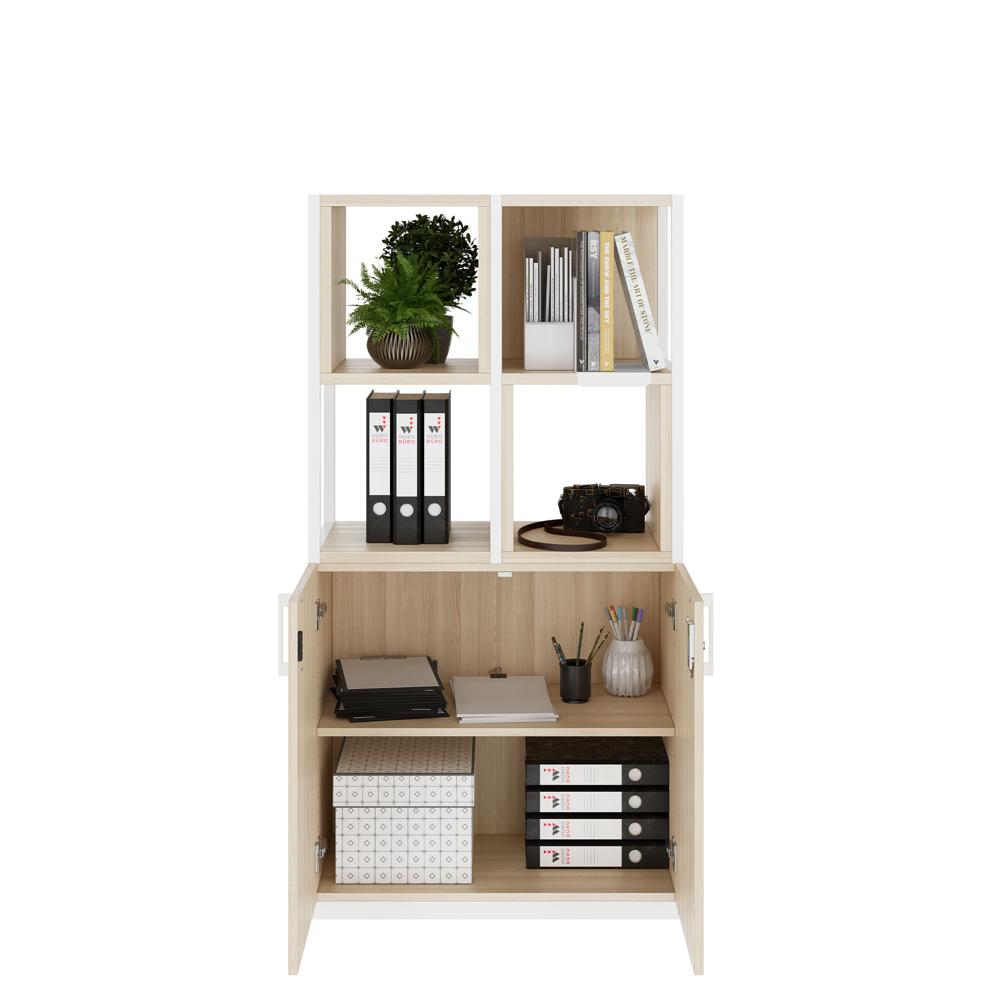 CHOICE shelf cabinet | 4 OH, 800 x 1545 mm, shelf boxes, sand ash - 2 Main Image