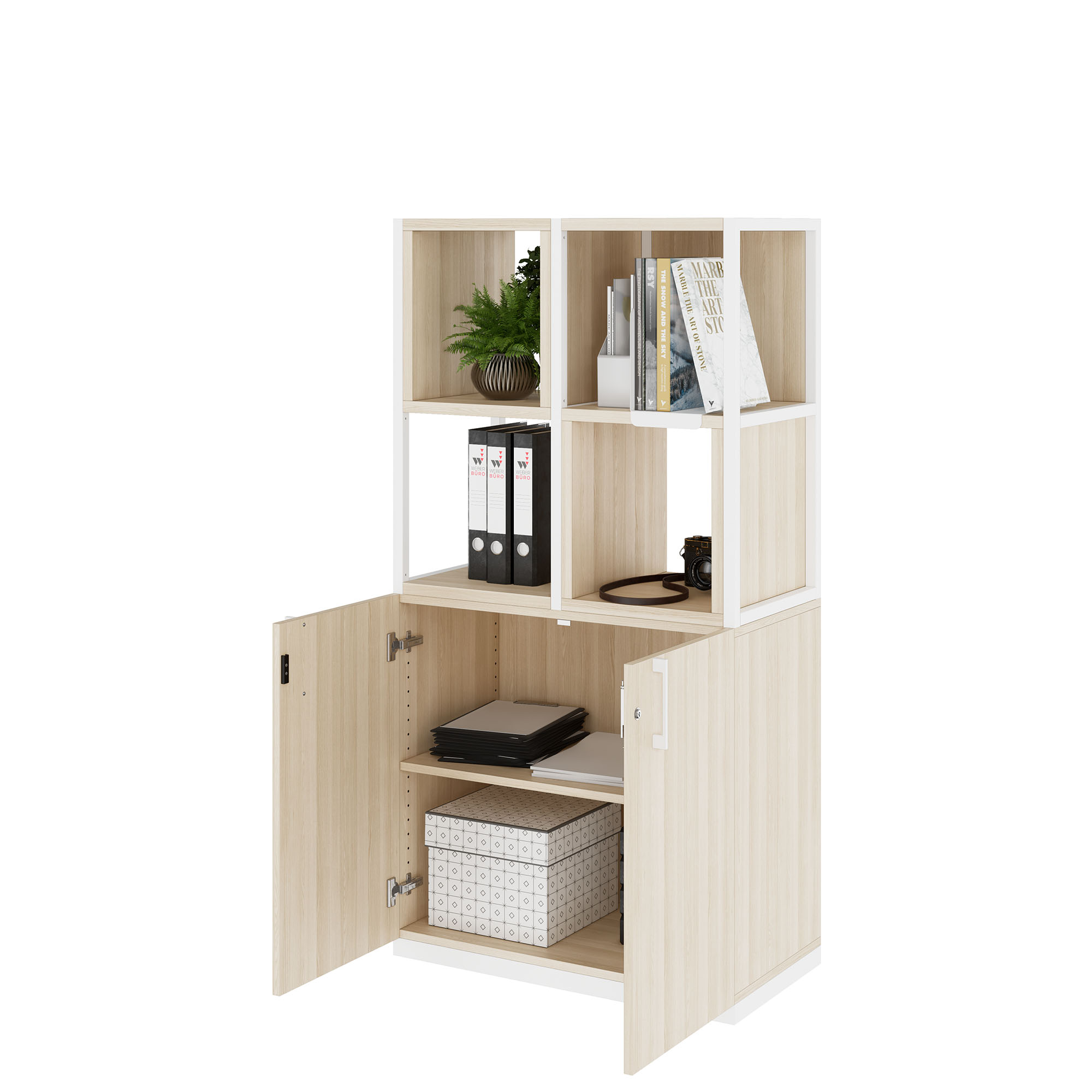 CHOICE shelf cabinet | 4 OH, 800 x 1545 mm, shelf boxes, sand ash - 3 Main Image