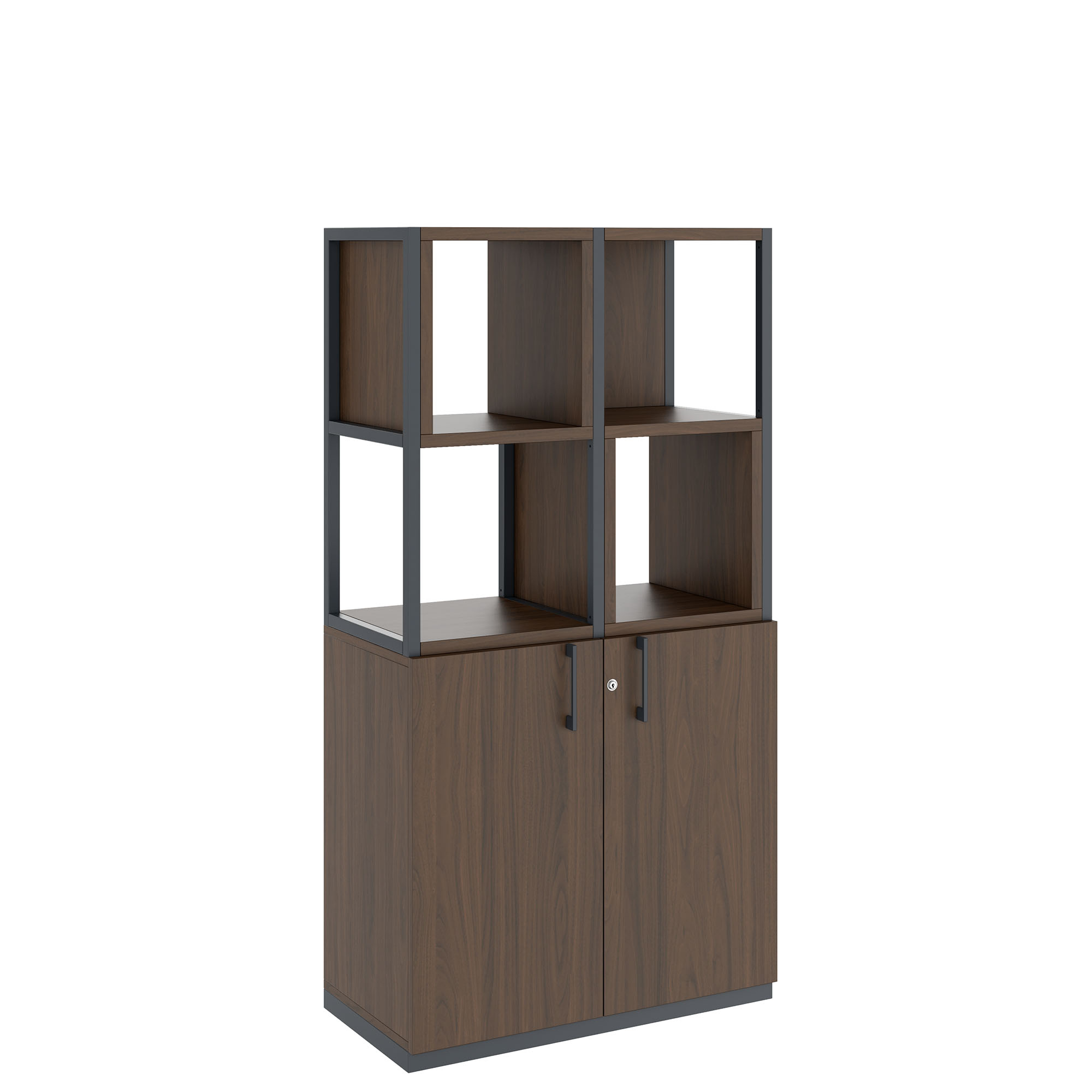CHOICE shelf cabinet | 4 OH, 800 x 1545 mm, shelf boxes, walnut - 1 Main Image