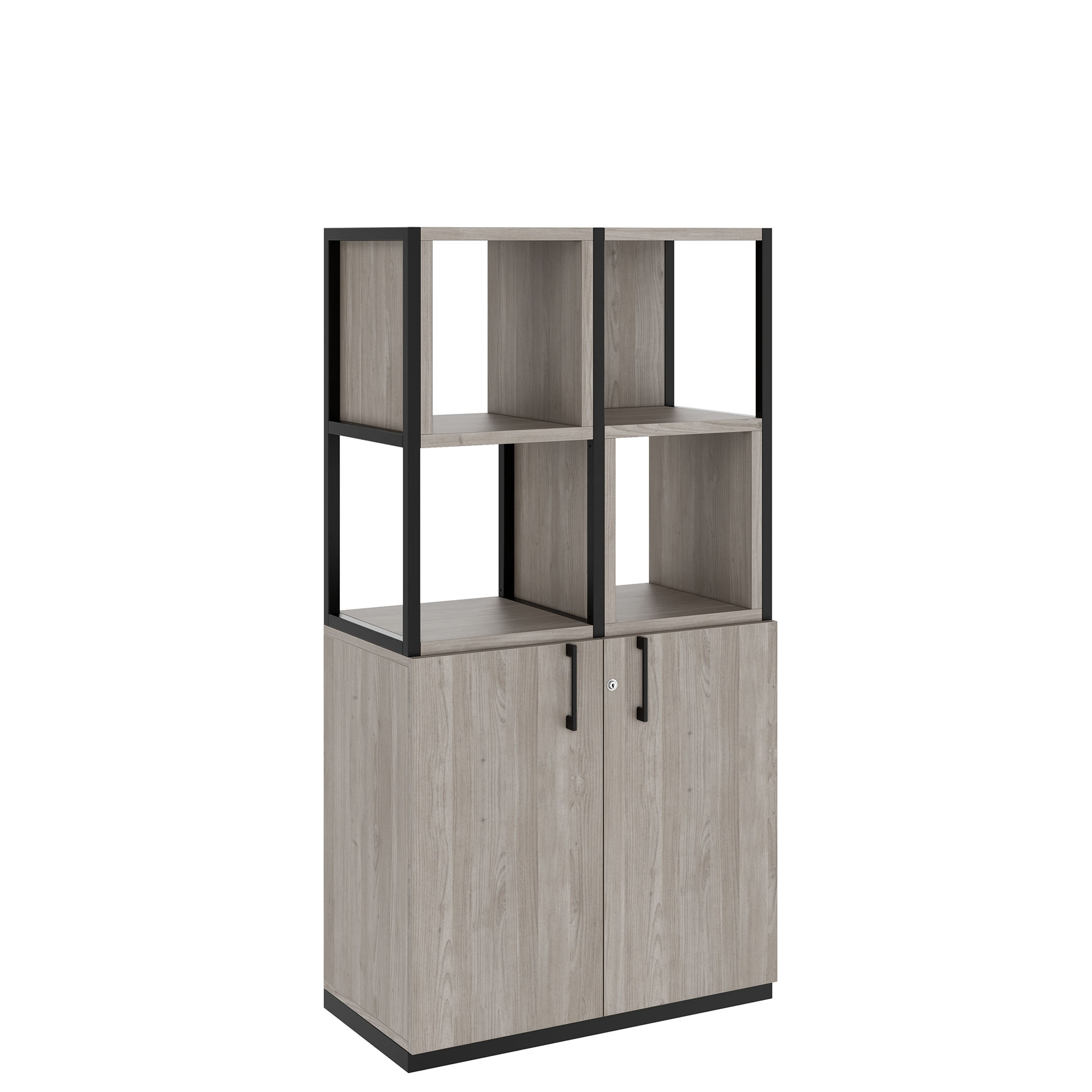 CHOICE shelf cabinet | 4 OH, 800 x 1545 mm, shelf boxes, gray northern oak - 1 Main Image
