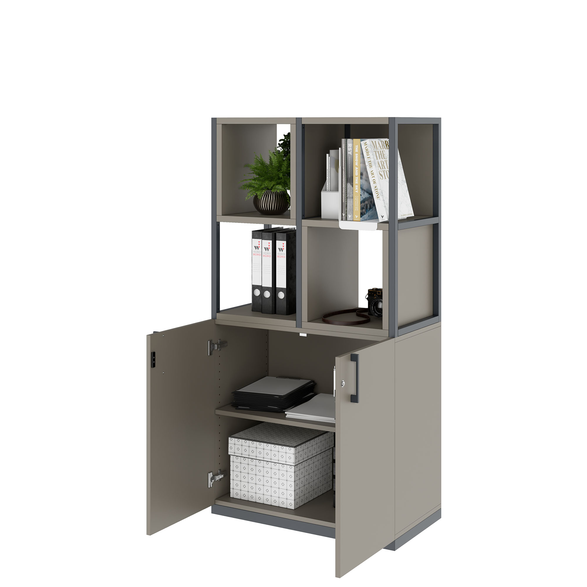 CHOICE Regalschrank | 4 OH, 800 x 1545 mm, Regalkisten, Cubanitgrau - 3 Main Image