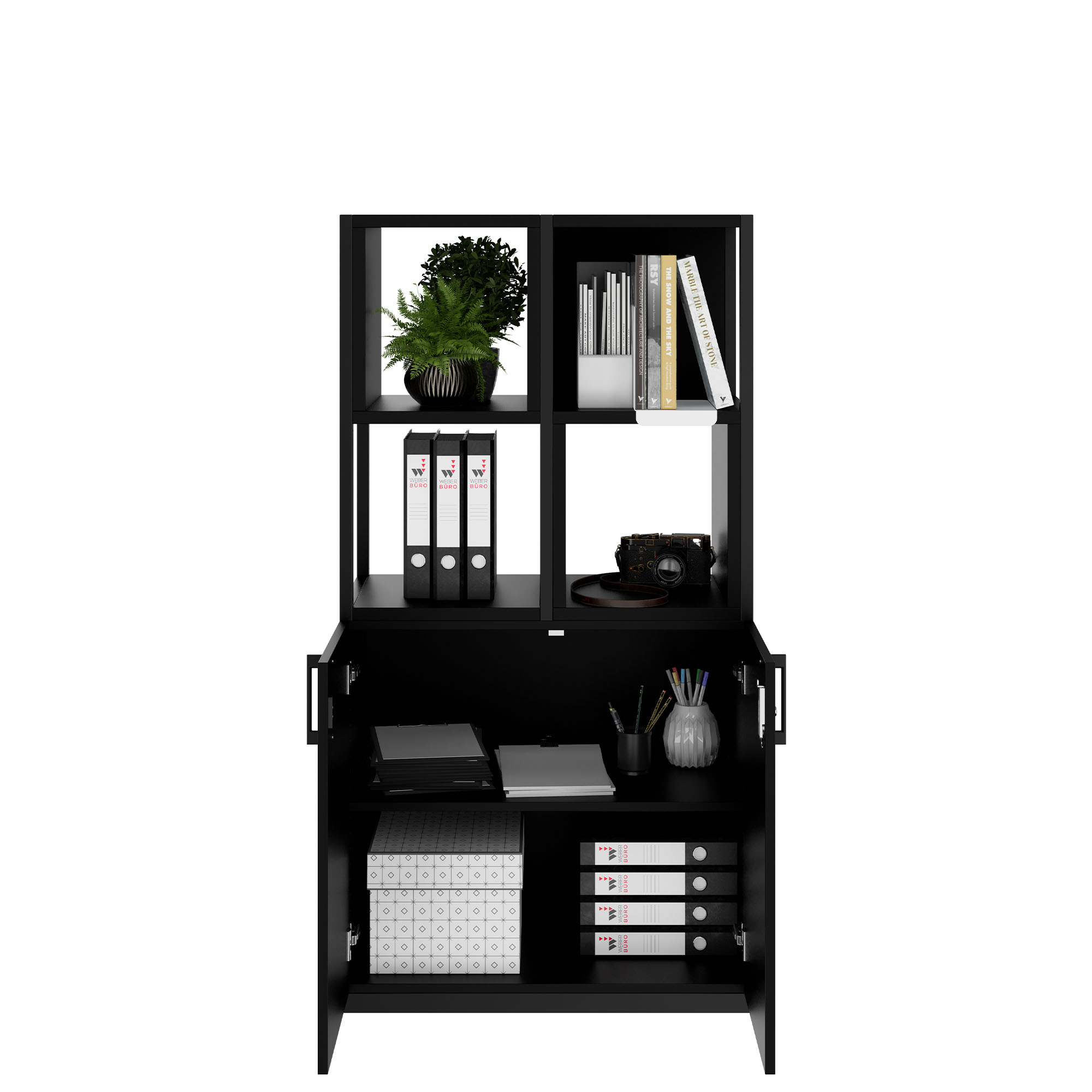 CHOICE shelf cabinet | 4 OH, 800 x 1545 mm, shelf boxes, black - 2 Main Image