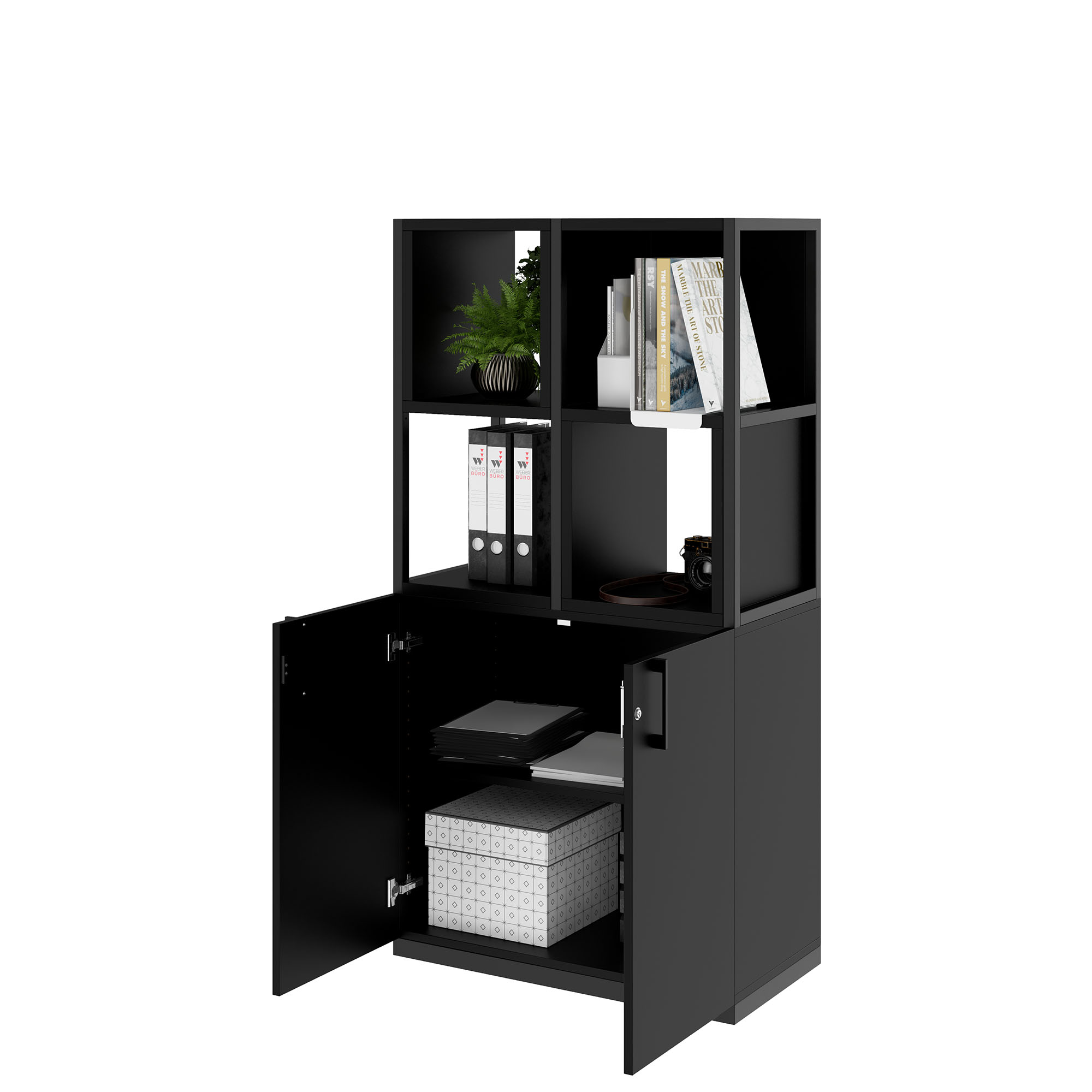 CHOICE shelf cabinet | 4 OH, 800 x 1545 mm, shelf boxes, black - 3 Main Image