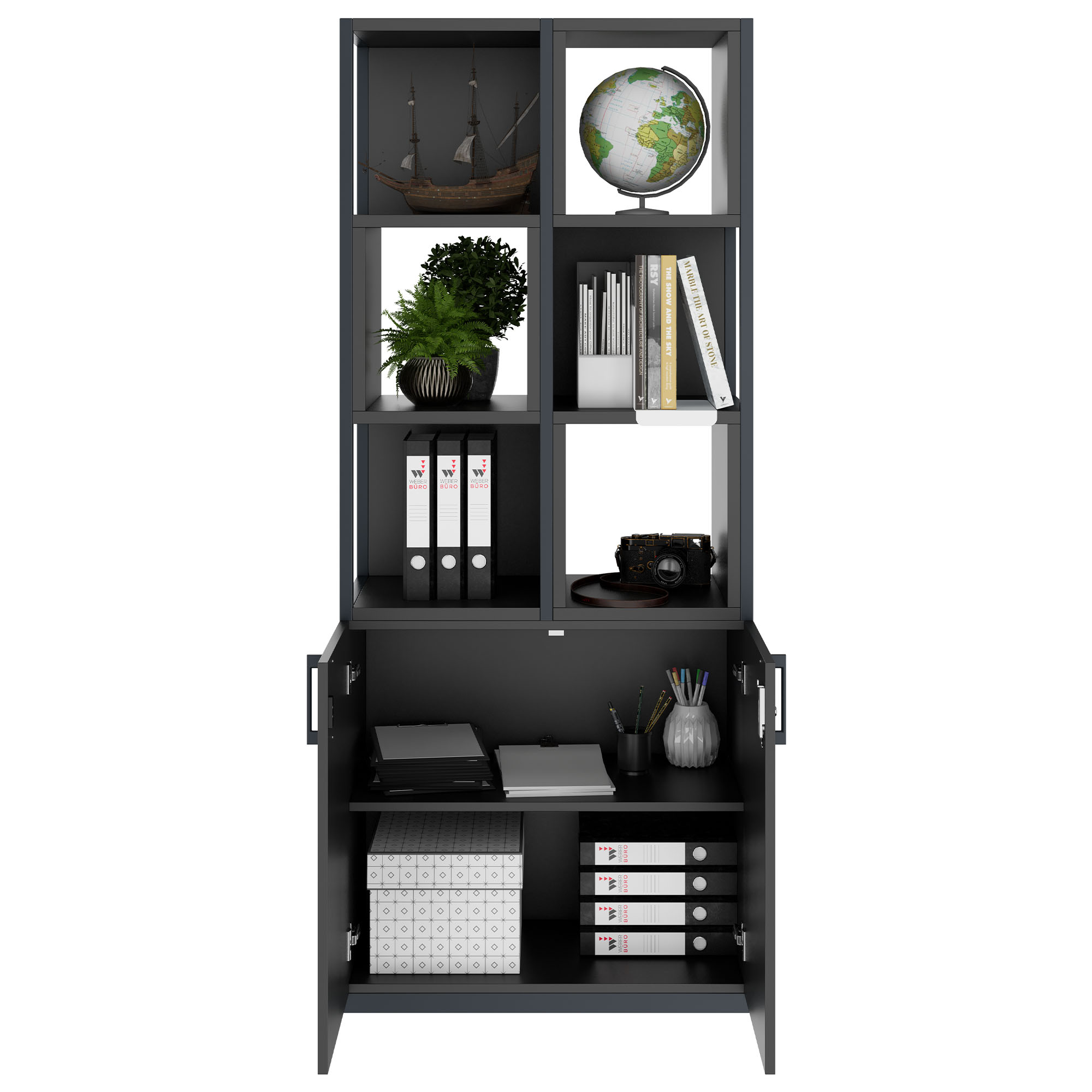 CHOICE Regalschrank | 5 OH, 800 x 1925 mm, Regalkisten, Anthrazit - 2 Main Image
