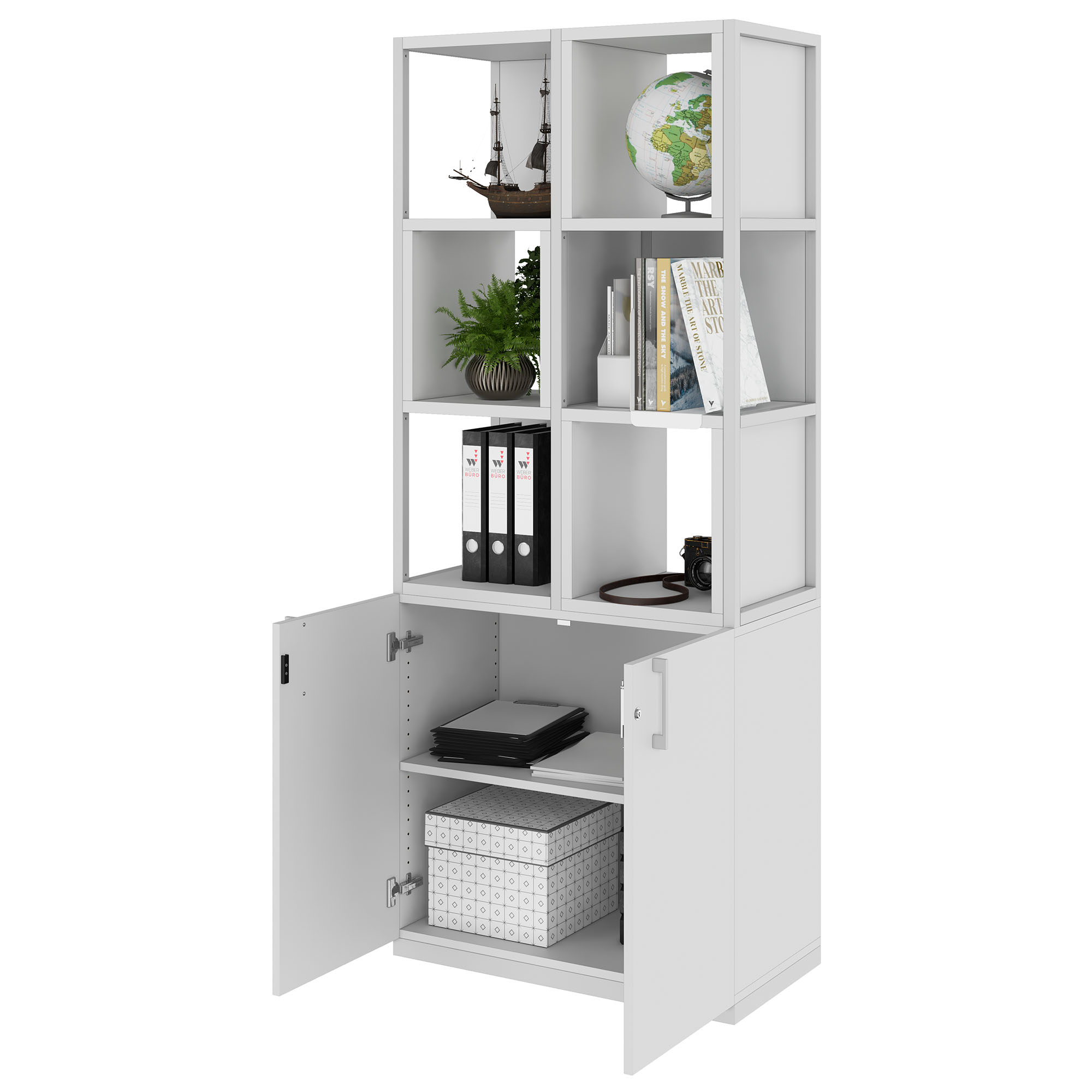 CHOICE Regalschrank | 5 OH, 800 x 1925 mm, Regalkisten, Perlgrau - 3 Main Image