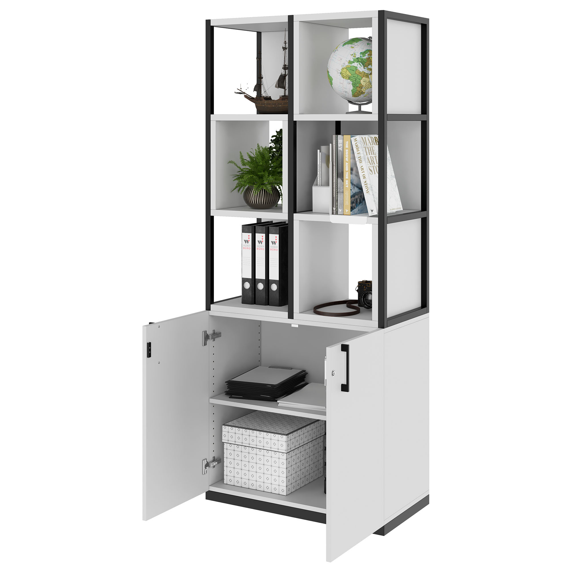 CHOICE Regalschrank | 5 OH, 800 x 1925 mm, Regalkisten, Perlgrau - 3 Main Image