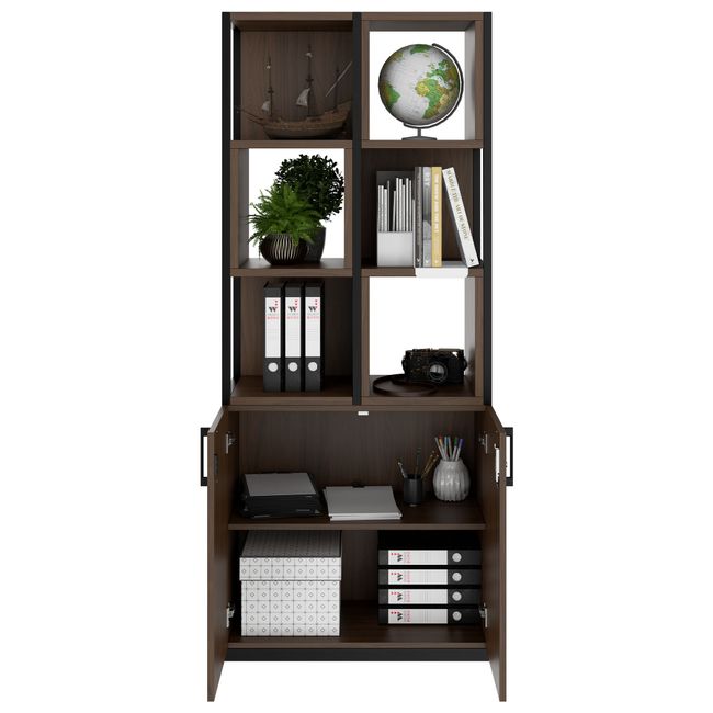 CHOICE Regalschrank | 5 OH, 800 x 1925 mm, Regalkisten, Nussbaum