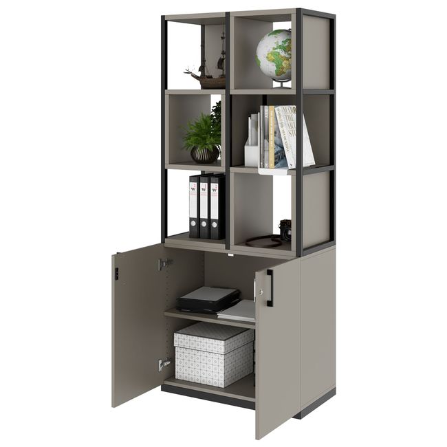 CHOICE Regalschrank | 5 OH, 800 x 1925 mm, Regalkisten, Cubanitgrau