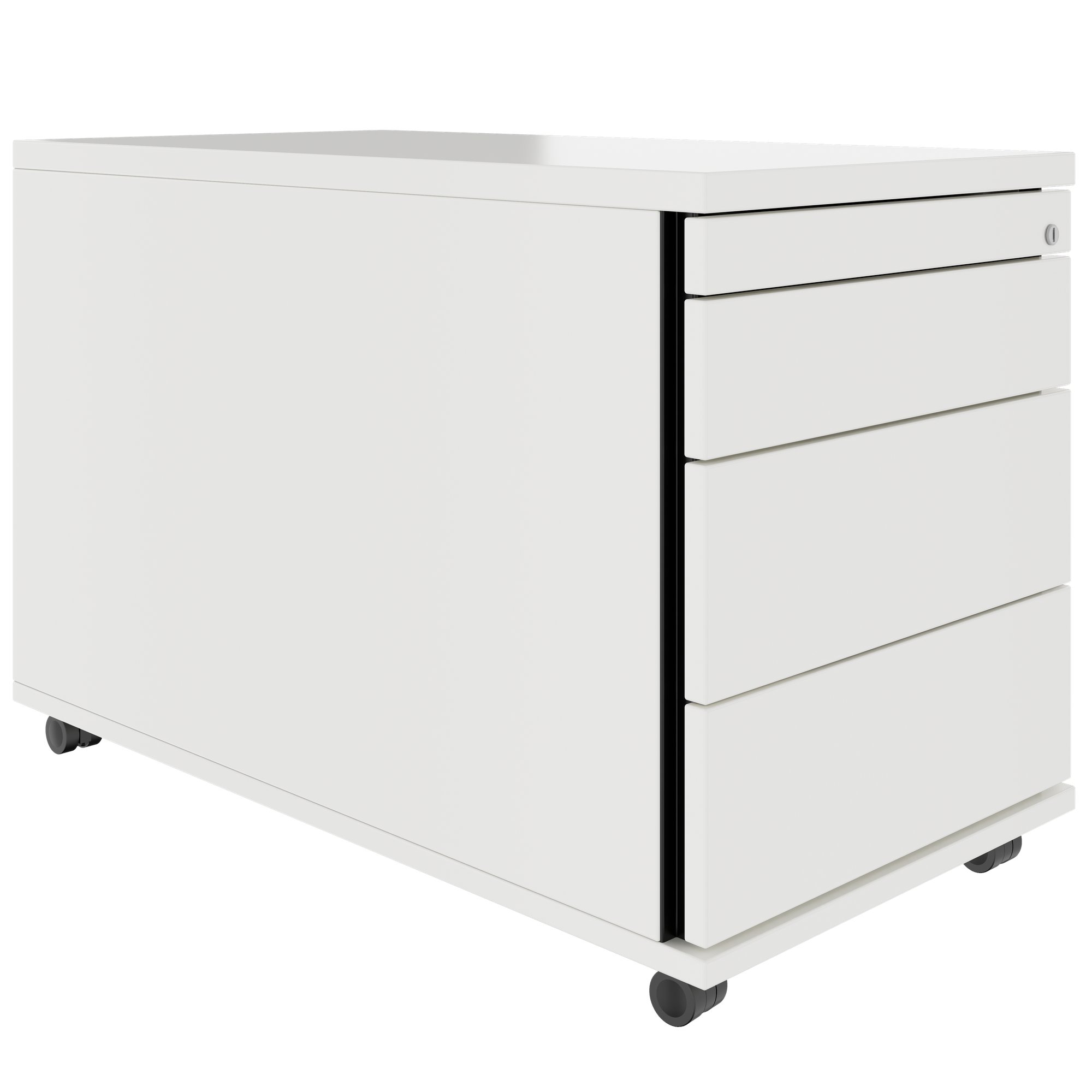 PRO Rollcontainer | 800 mm tief, Kleinteilefach, Soft-Close, Weiß - 1 Main Image