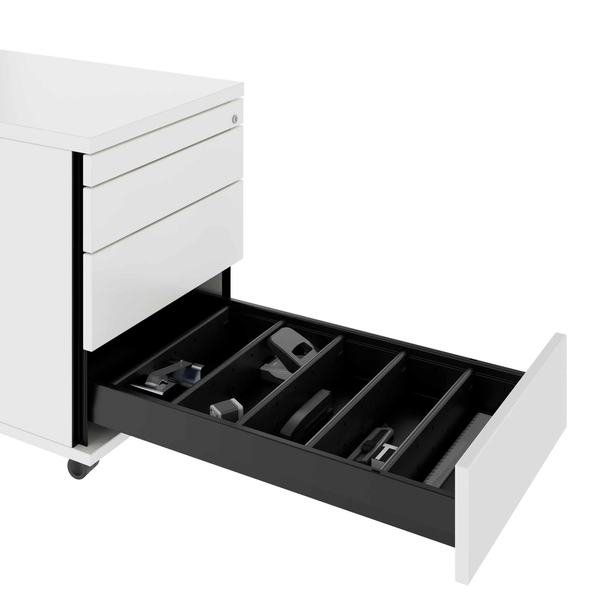 PRO Rollcontainer | 800 mm tief, Kleinteilefach, Soft-Close, Weiß - 8 Main Image