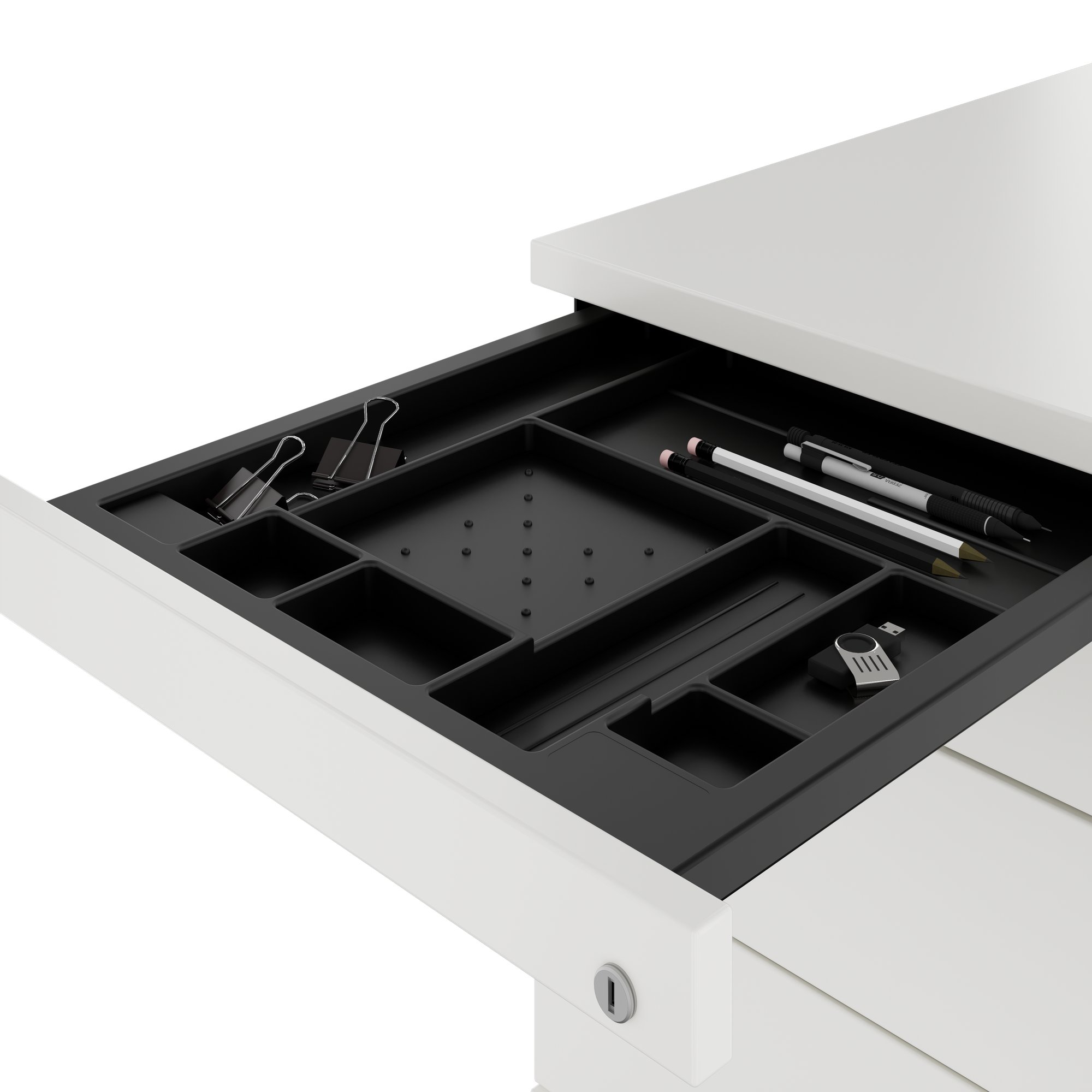 PRO Rollcontainer | 800 mm tief, Kleinteilefach, Soft-Close, Weiß - 9 Main Image