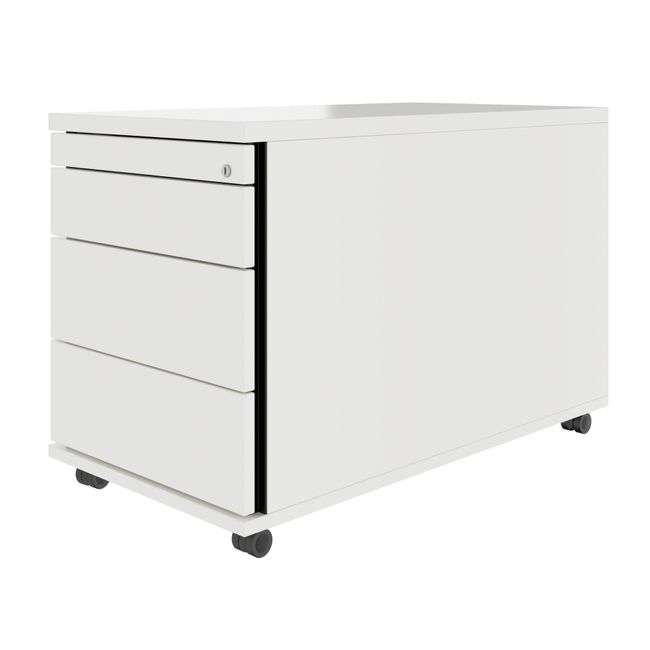 PRO Rollcontainer | 800 mm tief, Kleinteilefach, Soft-Close, Weiß