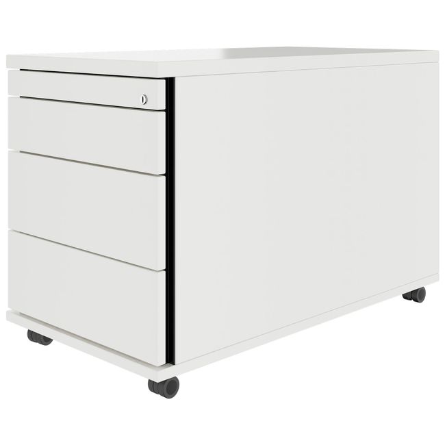 PRO Rollcontainer | 800 mm tief, Kleinteilefach, Soft-Close, Weiß