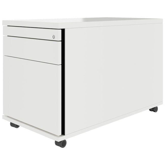 PRO Rollcontainer | 800 mm tief, Hängeregister, Kleinteilefach, Soft-Close, Weiß