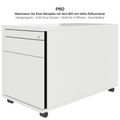 PRO Rollcontainer | 800 mm tief, Hängeregister, Kleinteilefach, Soft-Close, Weiß