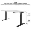 LORNA 2-Motoren-Schreibtisch | 1200 - 1800 mm, elektrisch höhenverstellbar, Weiß - 7 Thumbnail Image