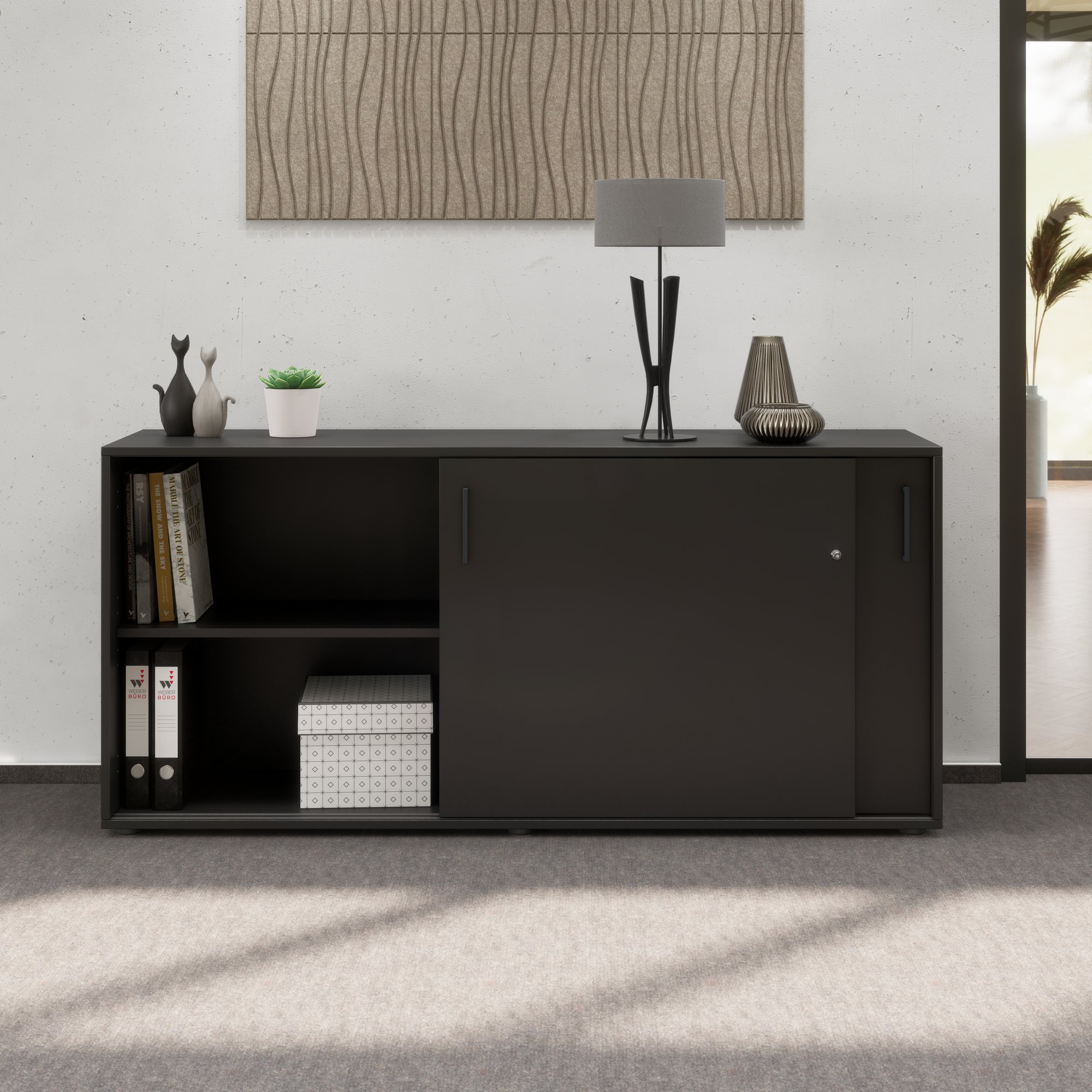 NOVA Armoire de porte coulissante | 2 oh, 1640 x 740 mm, anthracite - 2 Main Image